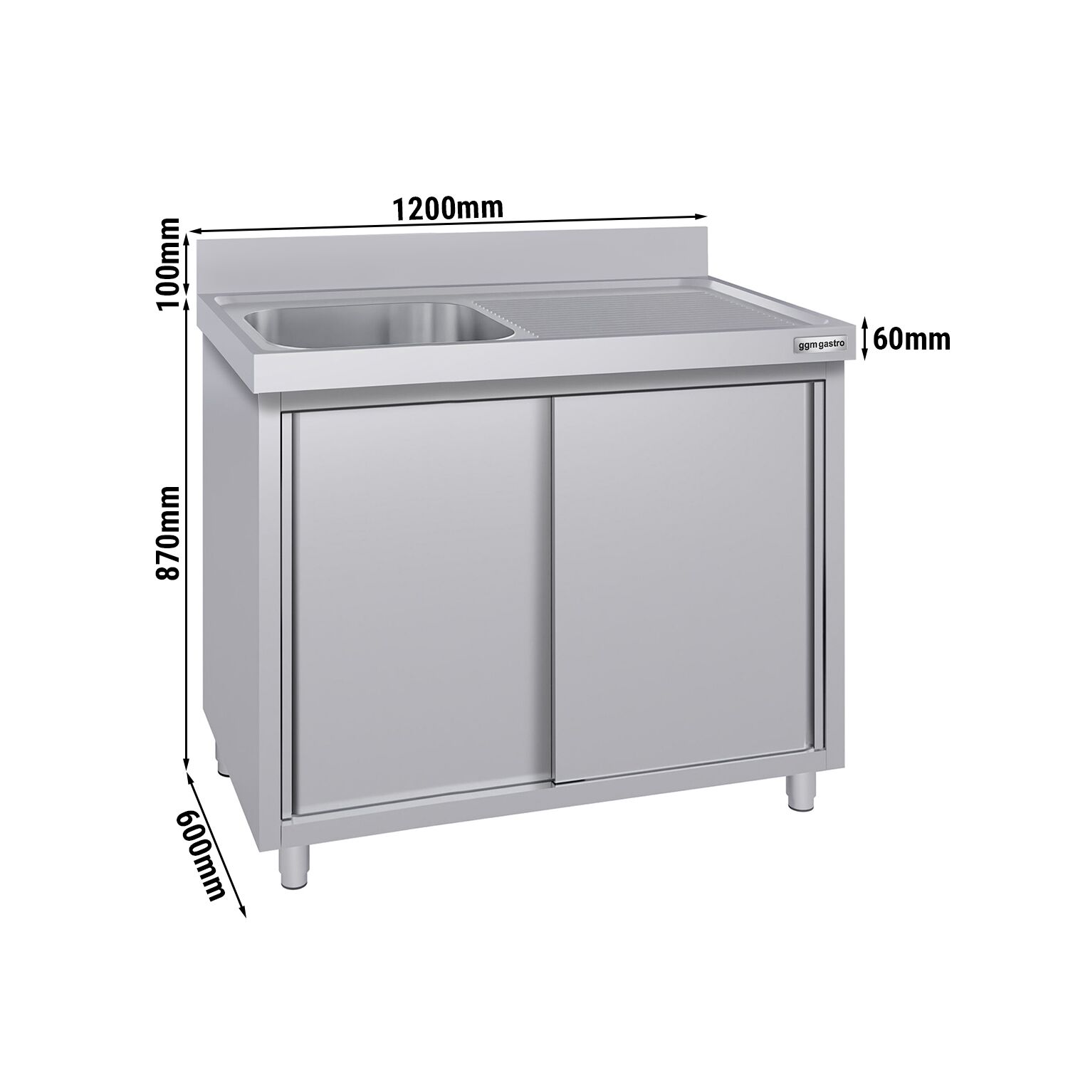 Meuble évier ECO - 1200 x 600 mm - avec 1 bac à gauche