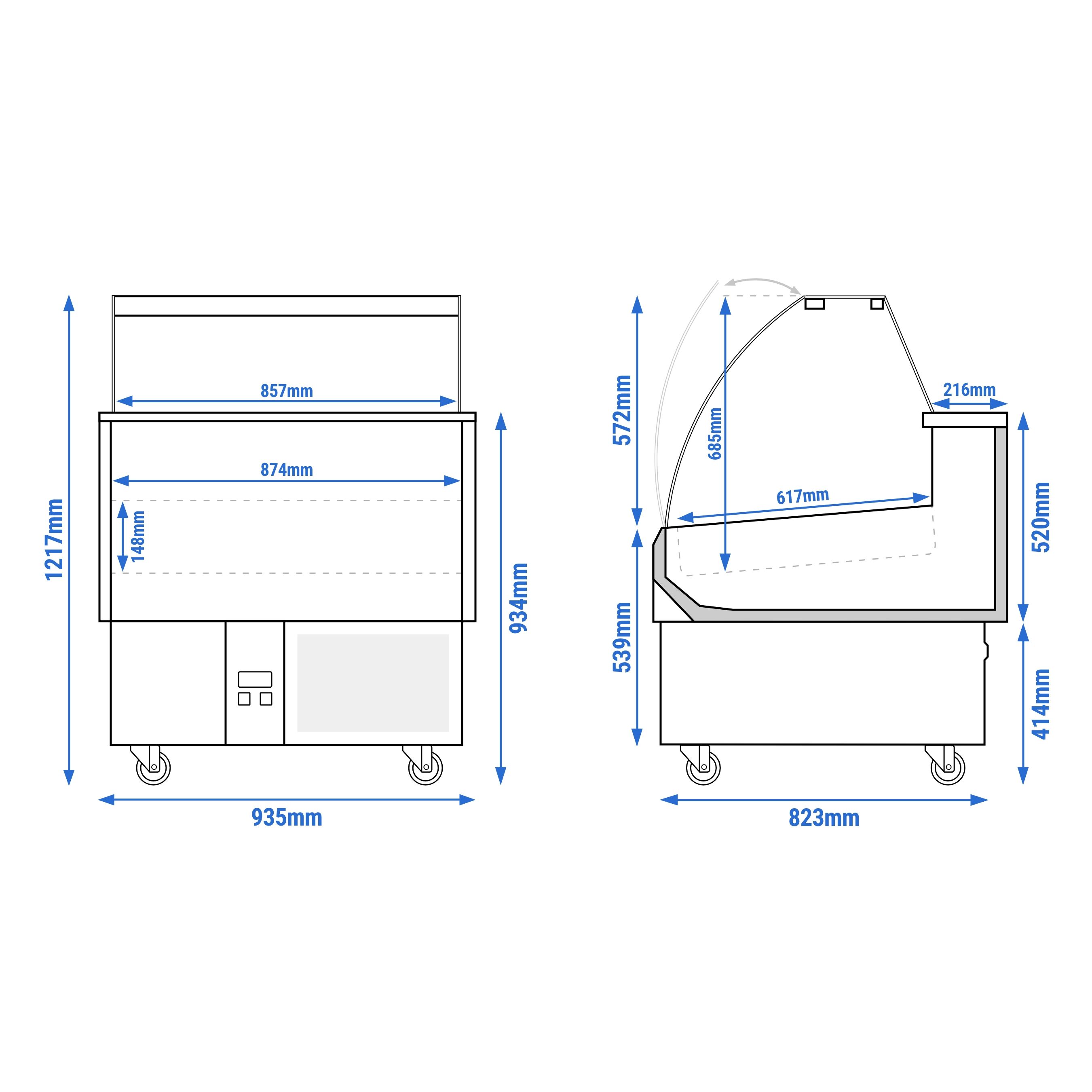 Fish Display Counter / Fish Serve Over Counter - 935mm