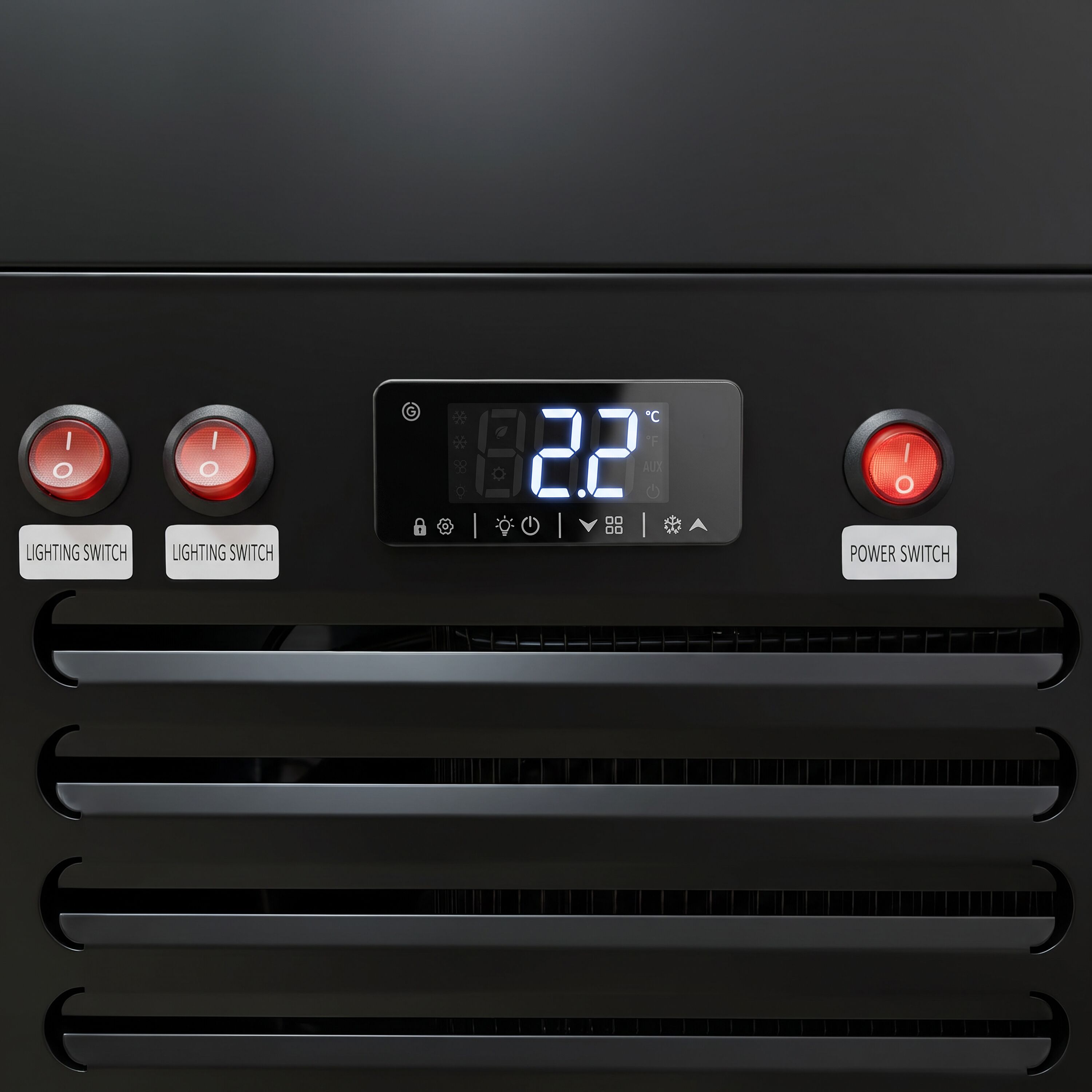 Beverage refrigerator – 145 litres – frameless design – slimline – with 1 glass door and coloured LED lighting