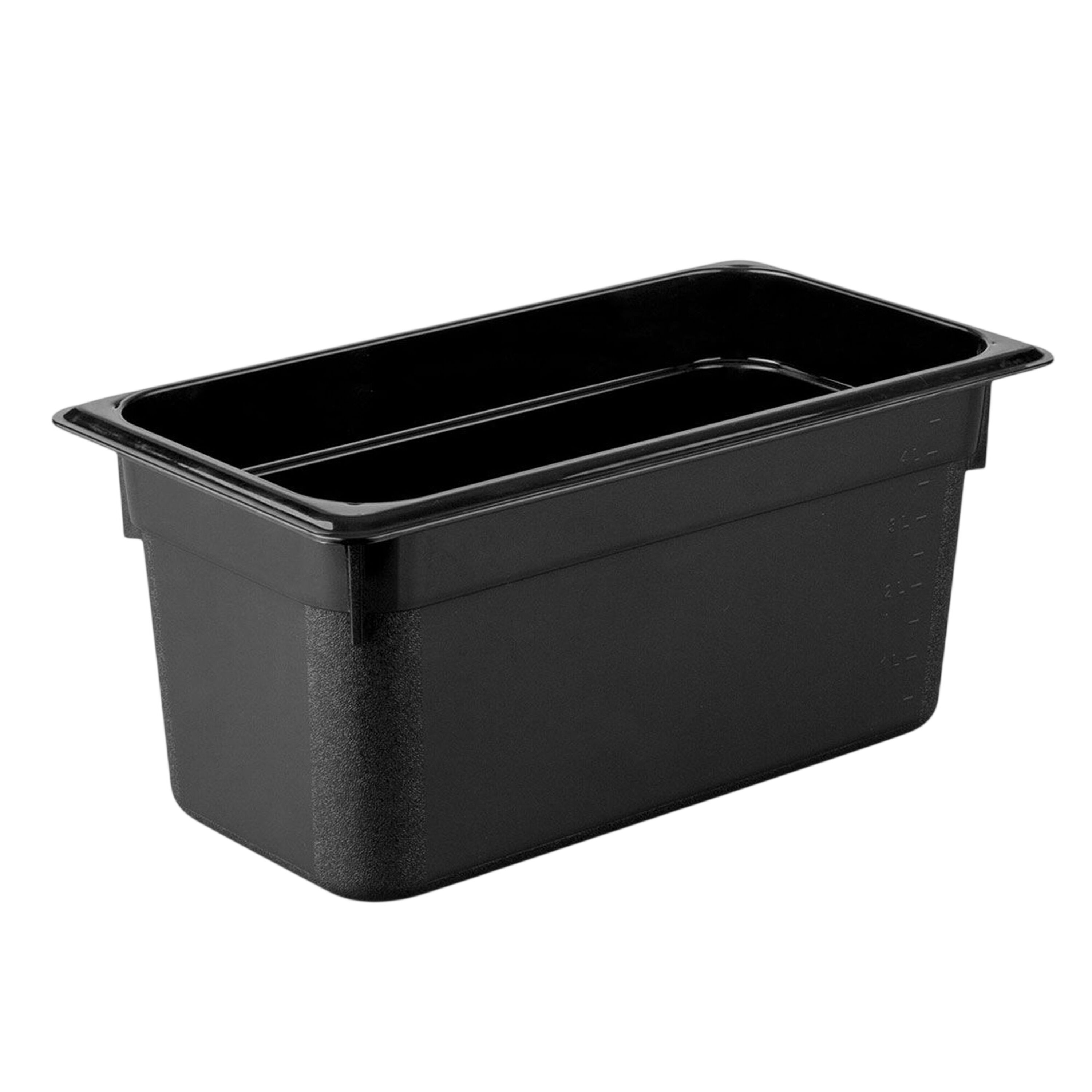 (6 pièces) Bac en Polycarbonate GN 1/4 - Noir - Hauteur : 150 mm