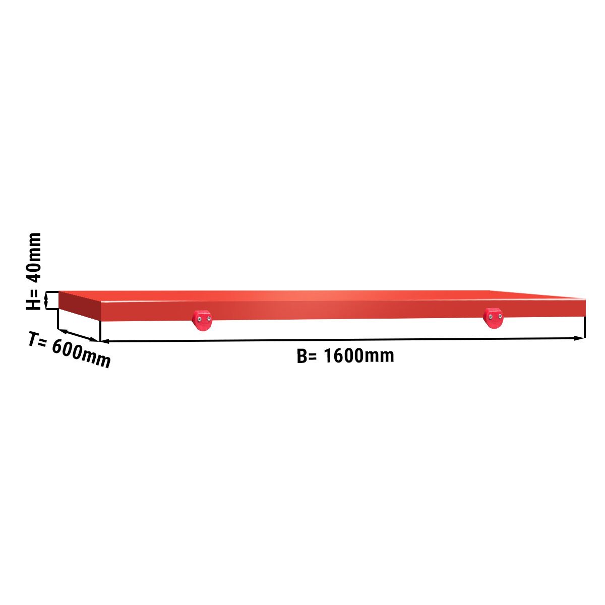 Krájecí deska pro pracovní stůl - 1600x600 mm - splňuje HACCP - Červená