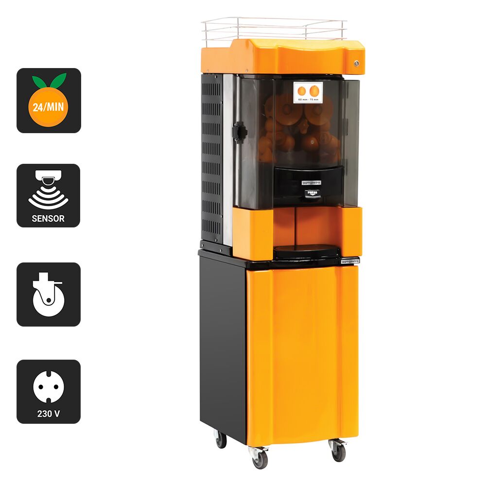Presse-oranges automatique professionnel - 370W - 100kg - avec dispositif d’alimentation automatique - Orange - avec support