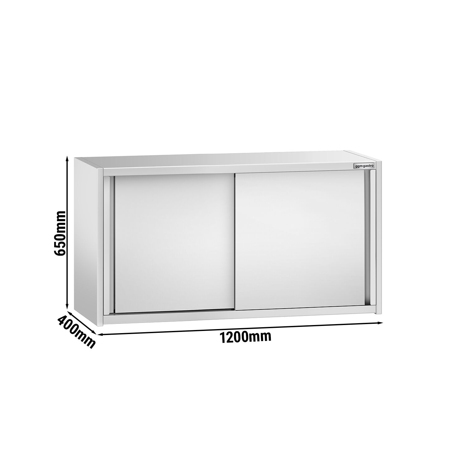 Armoire murale en acier inoxydable PREMIUM - 1200x400mm - avec portes coulissantes - 650mm de haut