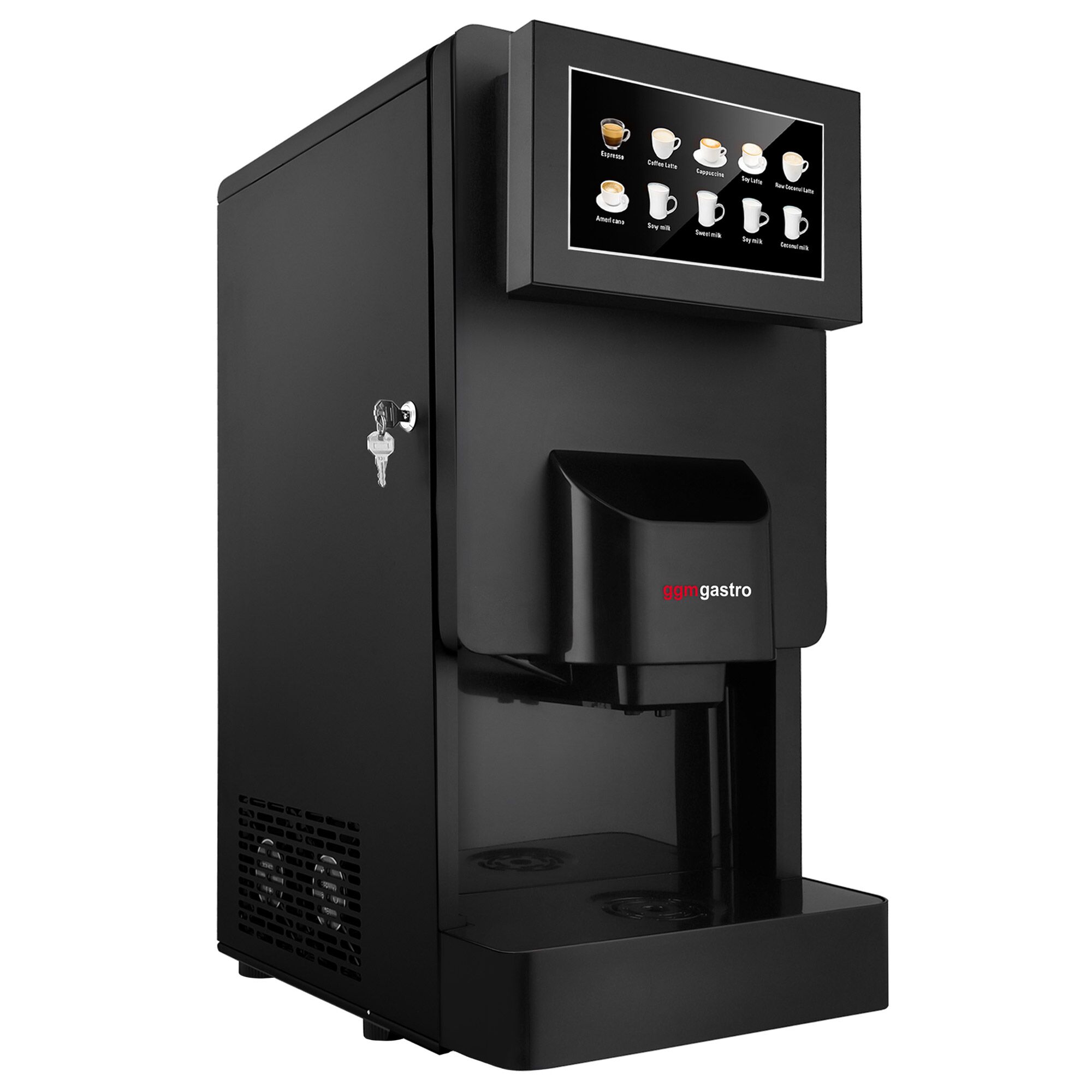Commercial tabletop instant hot drinks machine, 4 ingredient canisters — 2.0 kW — Touch — Black