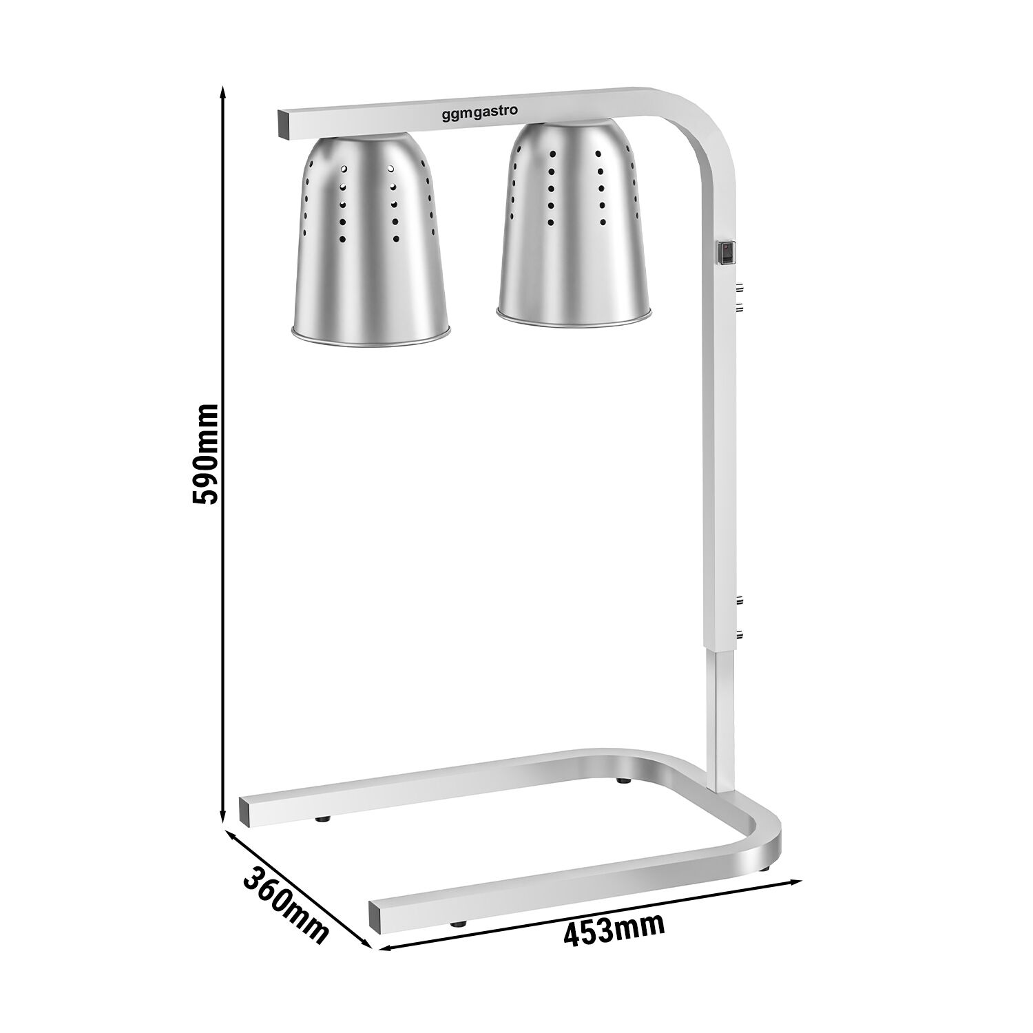 Lampe chauffante infrarouge à 2 lampes chauffantes - 453x360mm - 500W - réglable en hauteur
