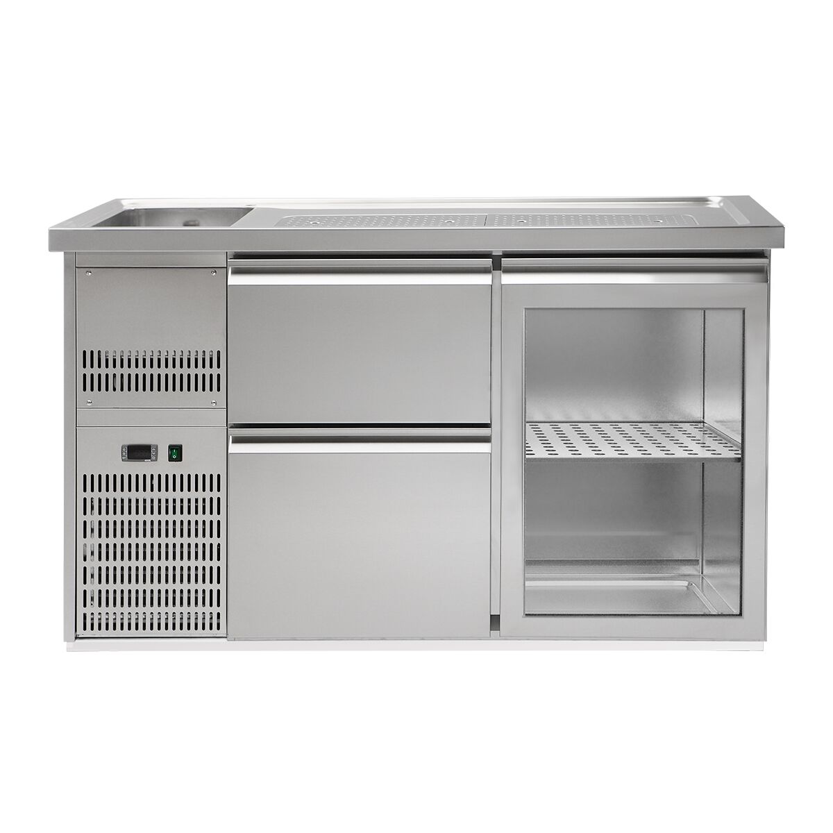 Direct Draw Beer Dispenser / Kegerator PREMIUM PLUS - 1550x700mm - 1 Glass Door & 2 Drawers
