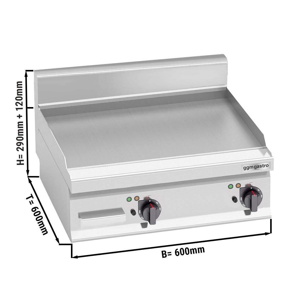 Elektrikli Pleyt Izgara - 8kW - Düz - Pişirme Yüzeyi: 596x430mm