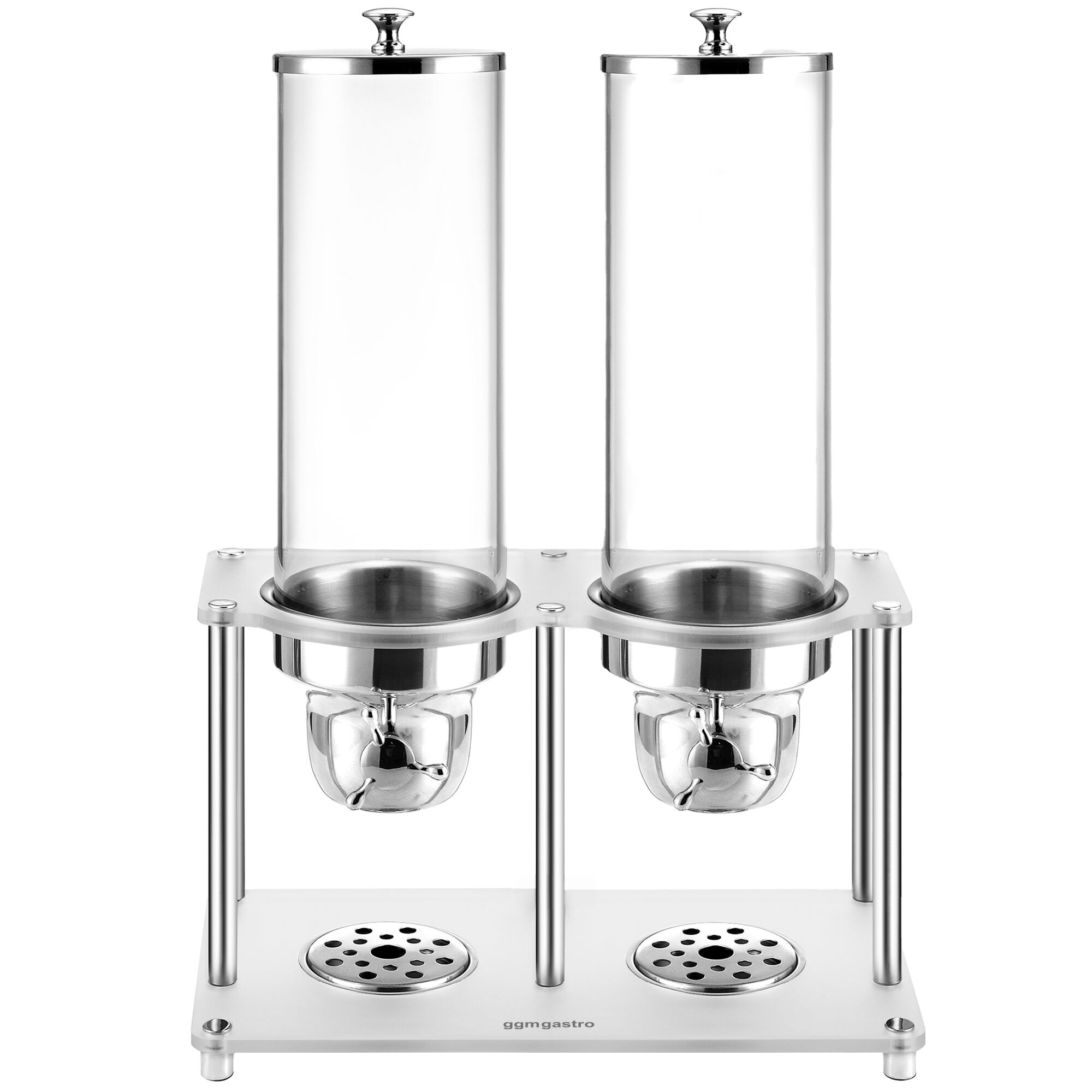 Distributeur de céréales – 2 récipients en plastique – 2 × 3,7 litres – Argent