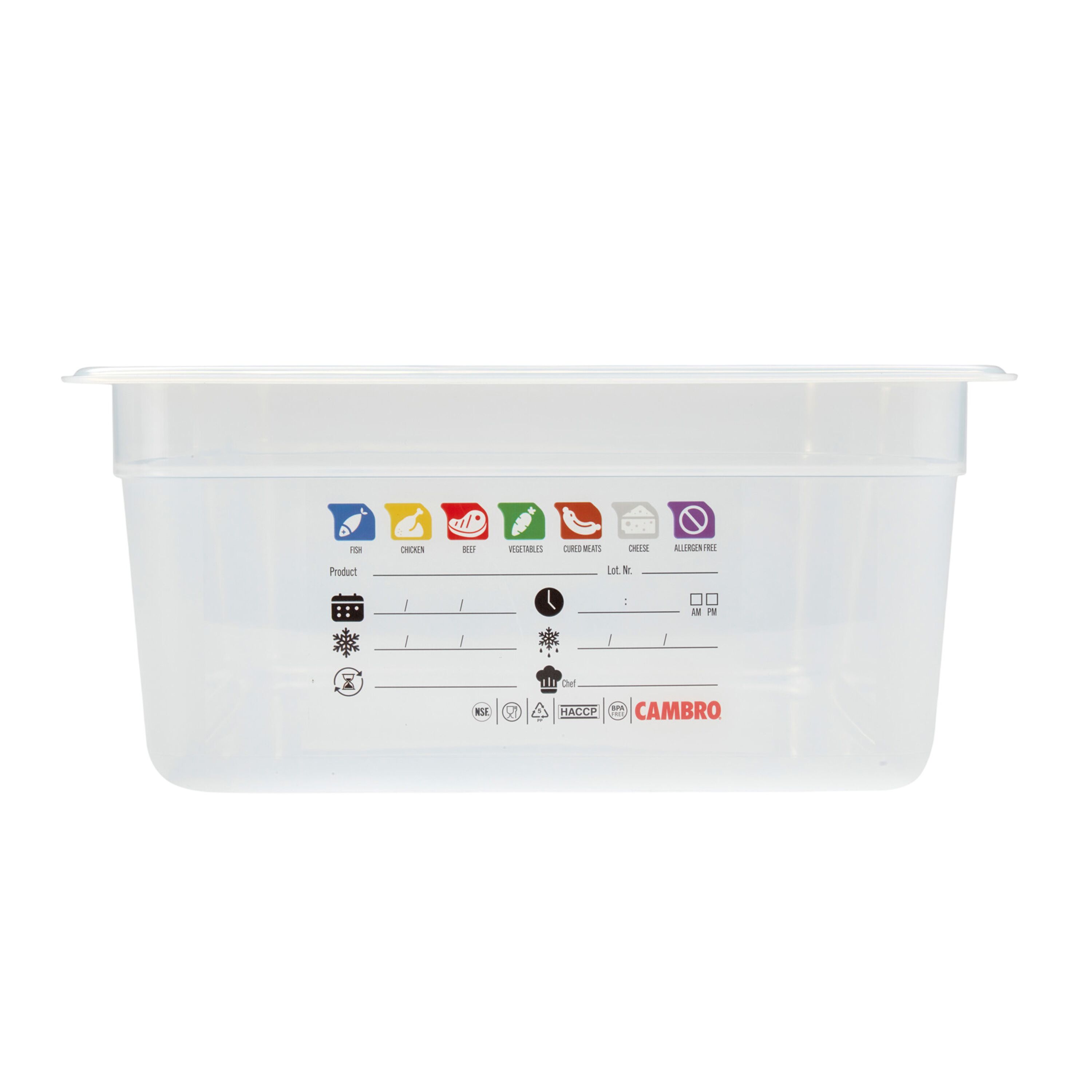 (6 pièces) CAMBRO | SafeTrak - Récipients en polypropylène GN 1/1 - laiteux - Hauteur : 150mm