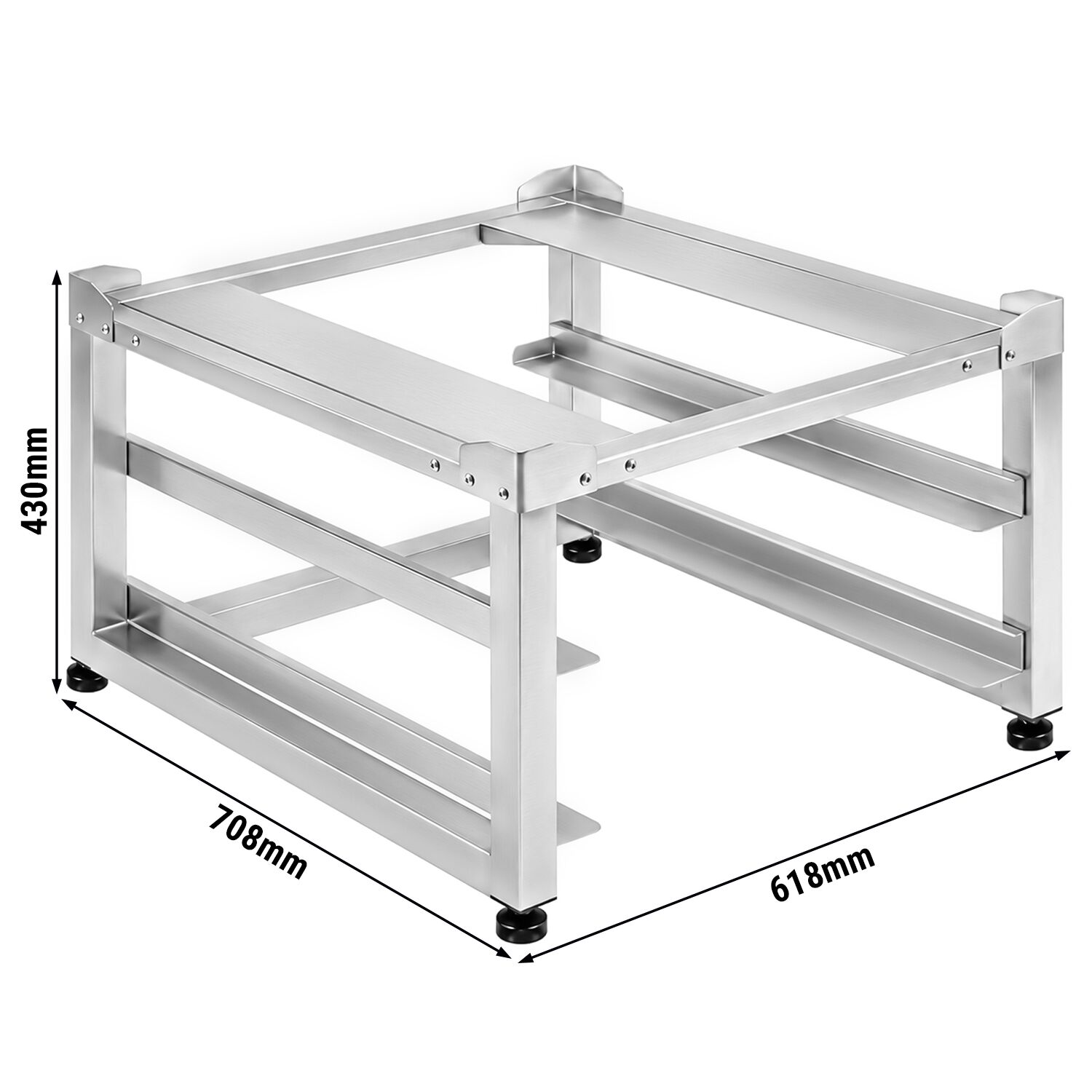 Untergestell für Geschirrspülmaschine - mit 2 Ablagen für Körbe 500x500mm