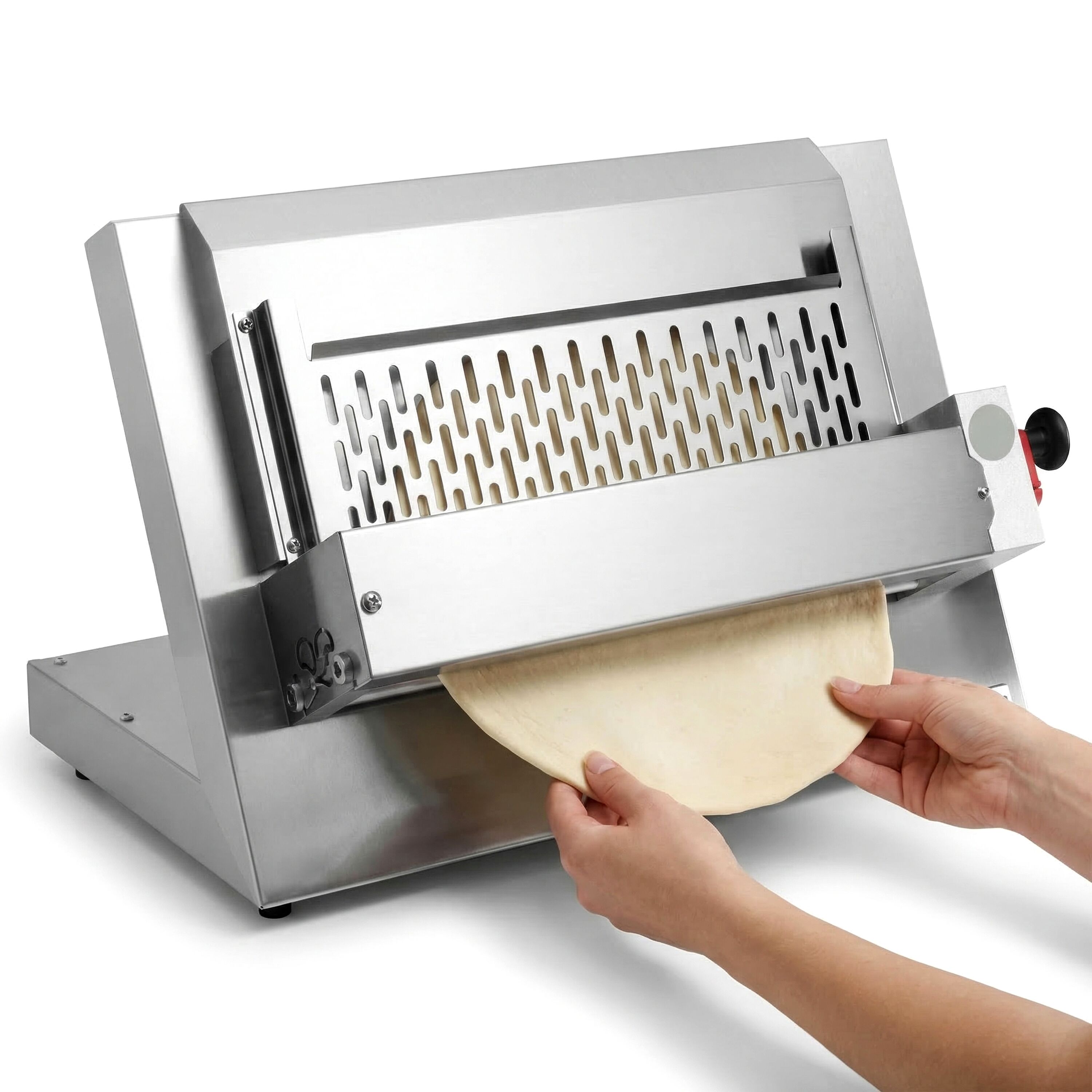 Façonneuse à pizza - pour Ø350mm - Épaisseur de pâte 1 à 4mm - 370W - Acier inoxydable