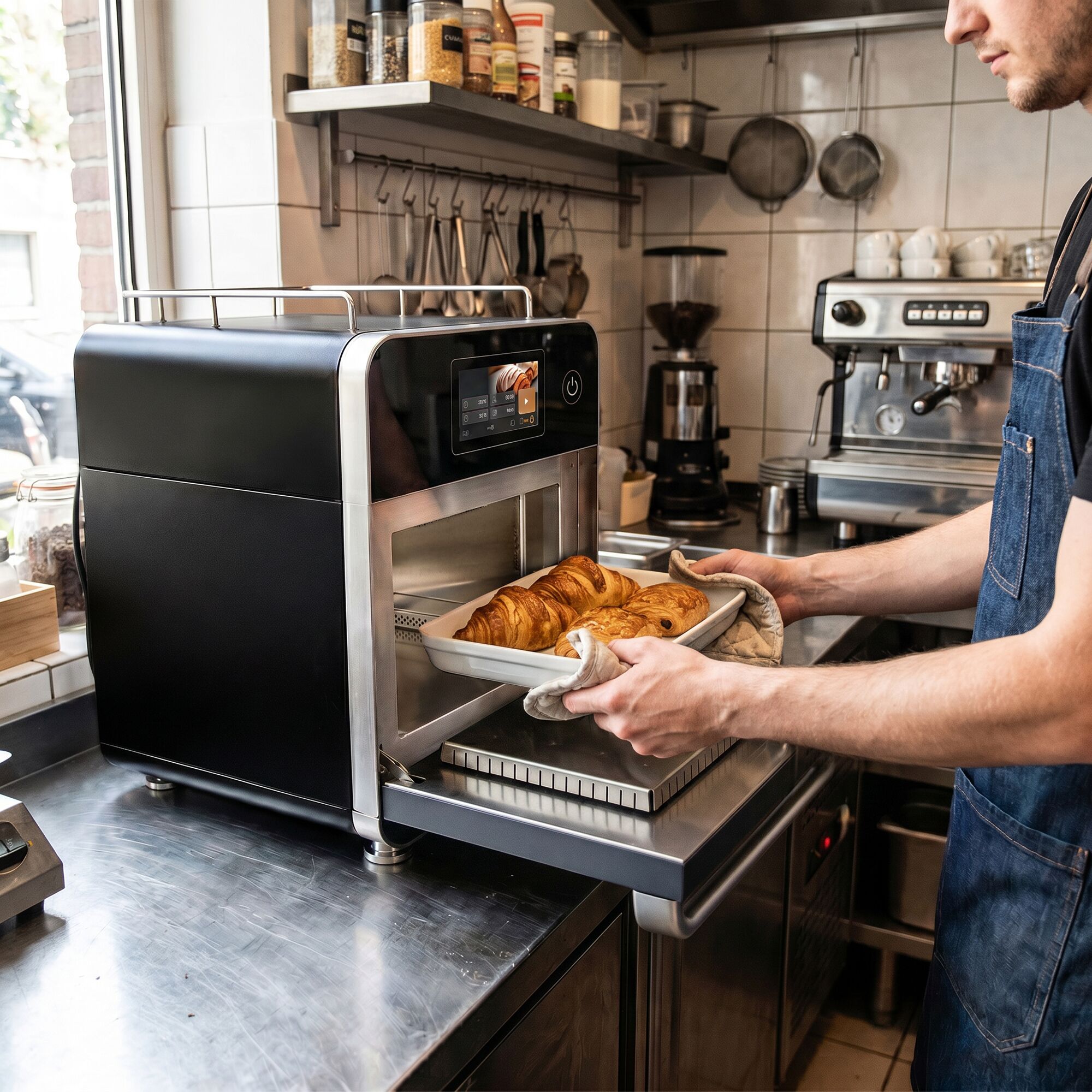 Speedofen - 3,5 kW - Schwarz - mit Heißluft & Mikrowellenfunktion - 18 Liter - 7-Zoll-Touchscreen