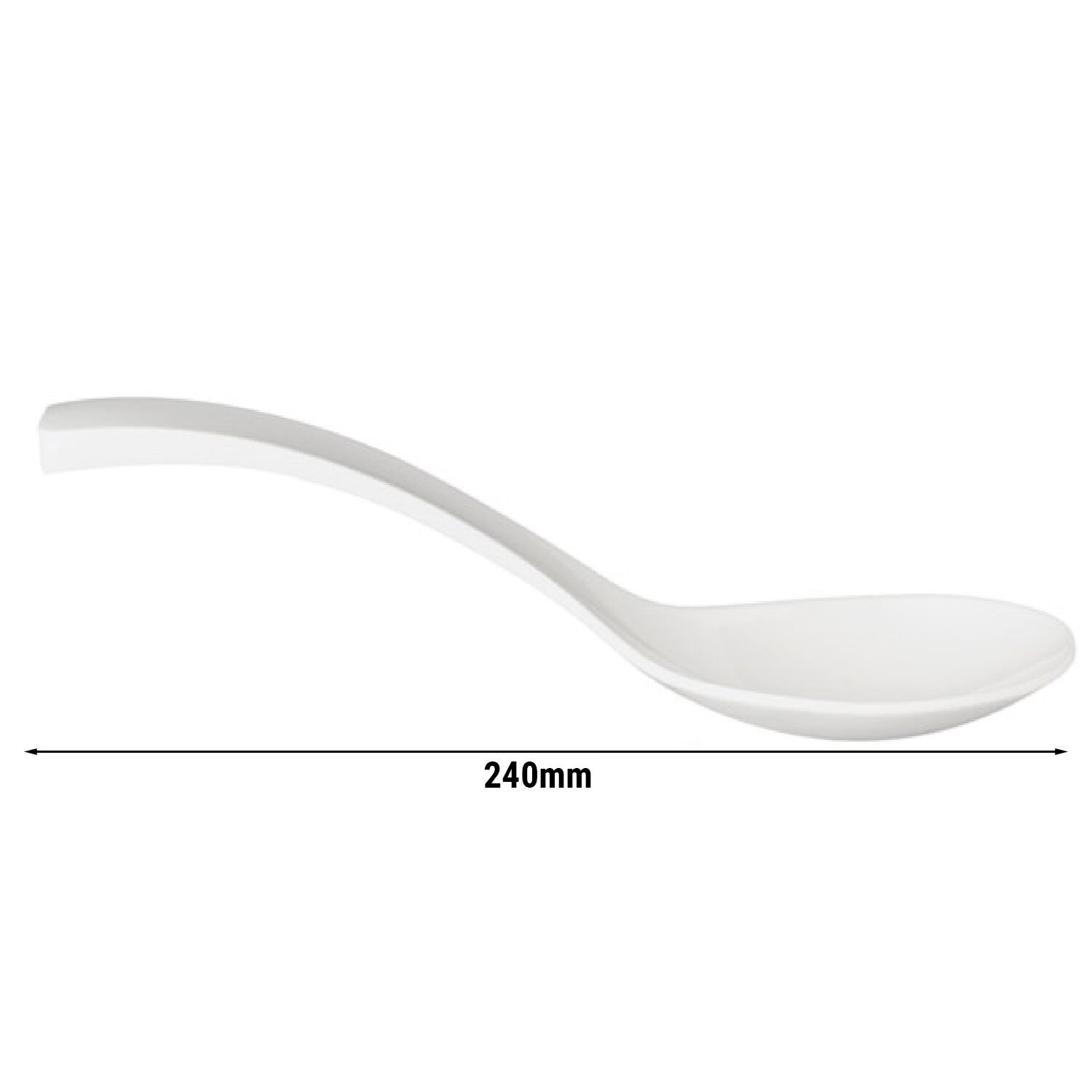 (6 pcs) Cuillère à salade - Longueur : 240mm - Mélamine - pleine - Blanc
