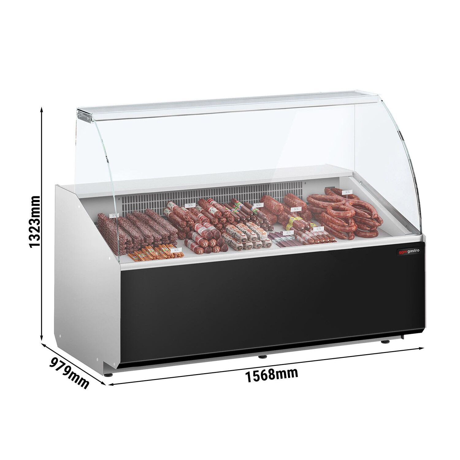 Serve Over Counter - 1568mm - front panel black - capacity 324 litres