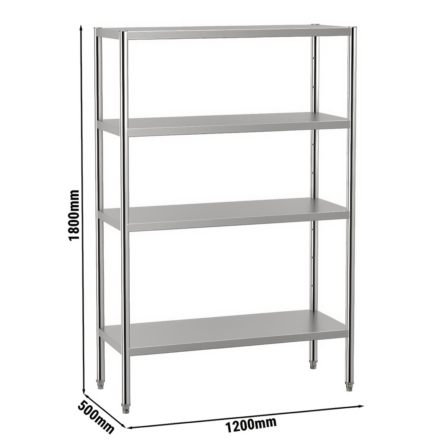 Étagère en inox ECO - 1200 x 490 mm - avec 4 étagères (réglables)