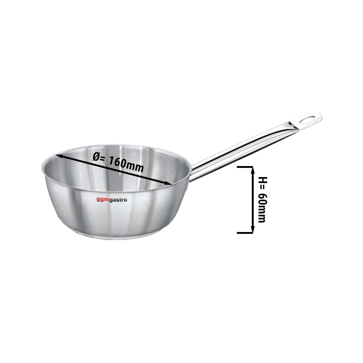 Saucepan - Stainless Steel - 750ml - Ø 160mm - Height: 60mm - Tapered