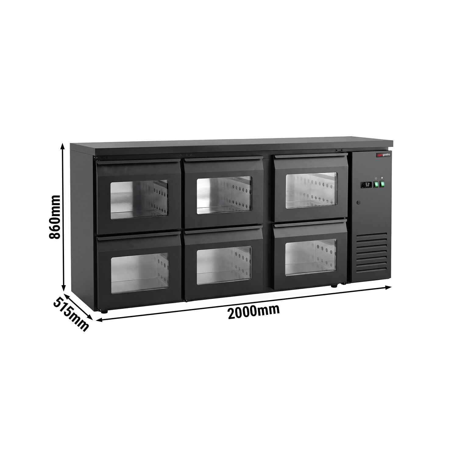 Commercial Back Bar Cooler ECO – 2000 mm – with 6 Glass Drawers – with RGB LED Lighting