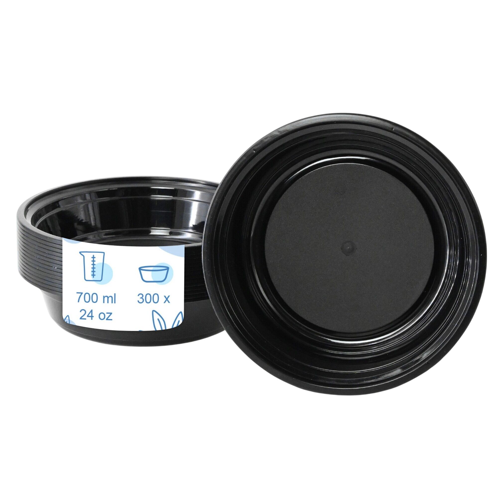 (300 pcs) Barquette réutilisable - 700ml - Ronde - Noir