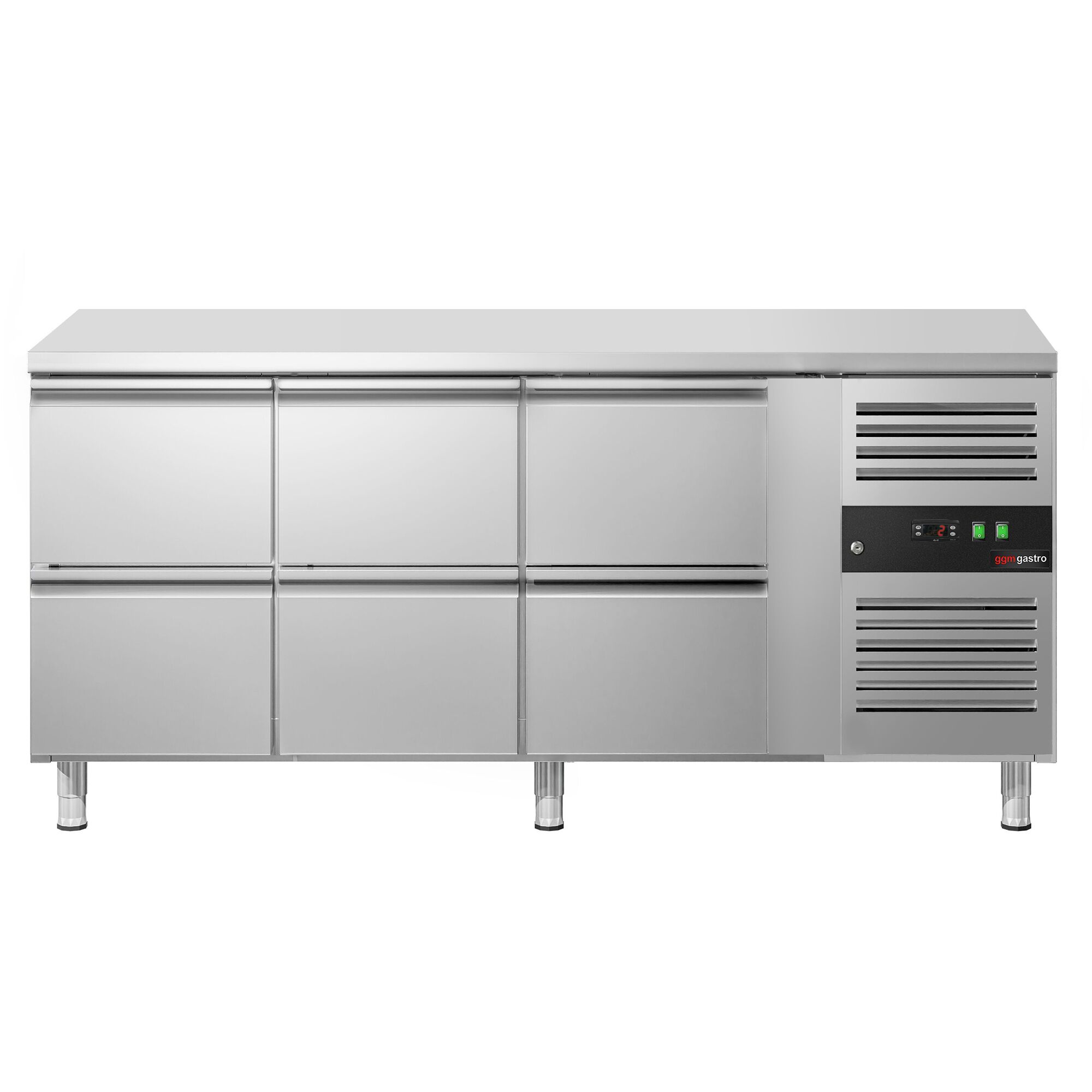 Kylbänk ECO - 1795x700 mm - 417 l - Fläktkyla - GN 1/1 - med 6 lådor