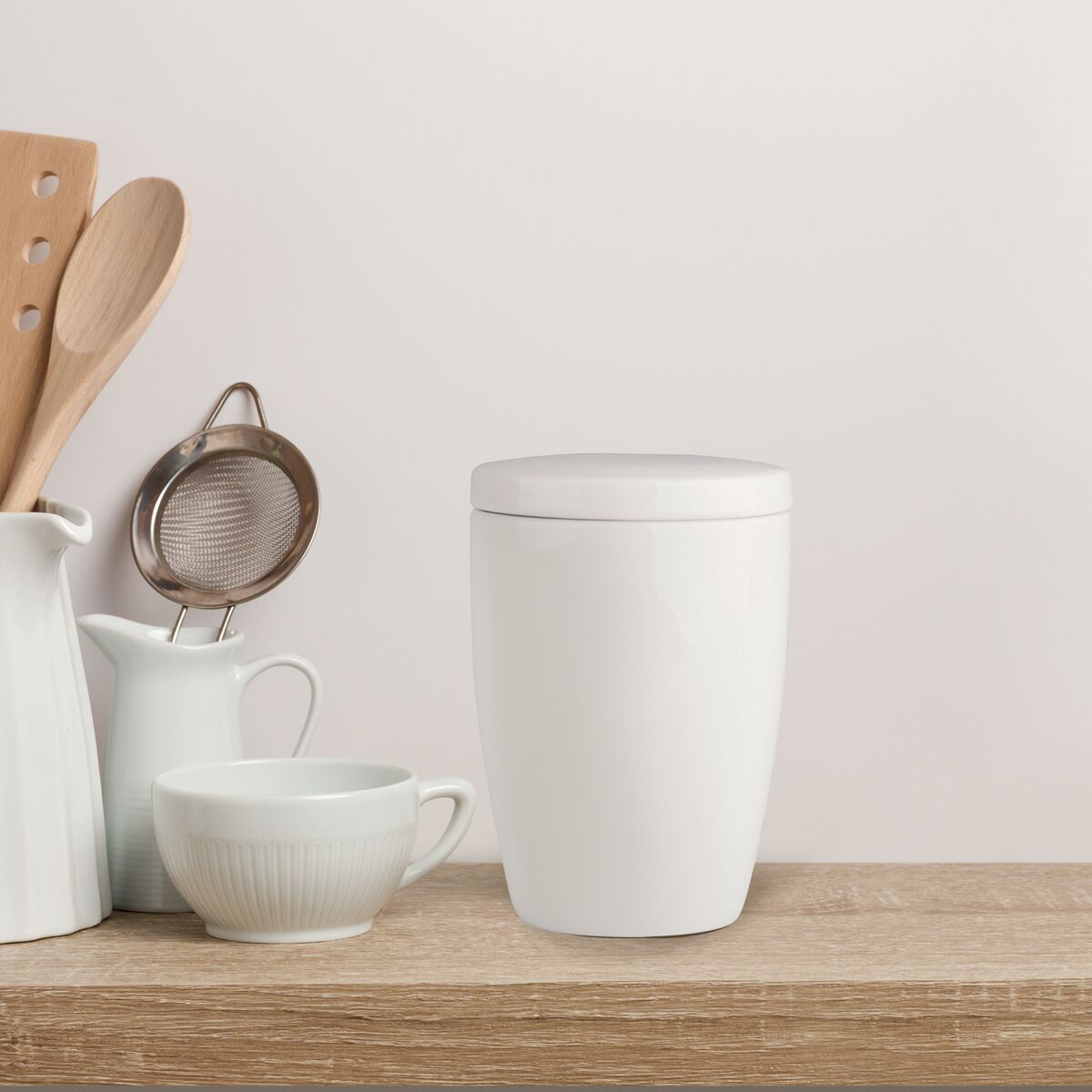 (12 pcs) LUX | Sugar Bowl - Maastricht - Porcelain - Ø 70mm - Height: 100mm - with Lid - Ivory
