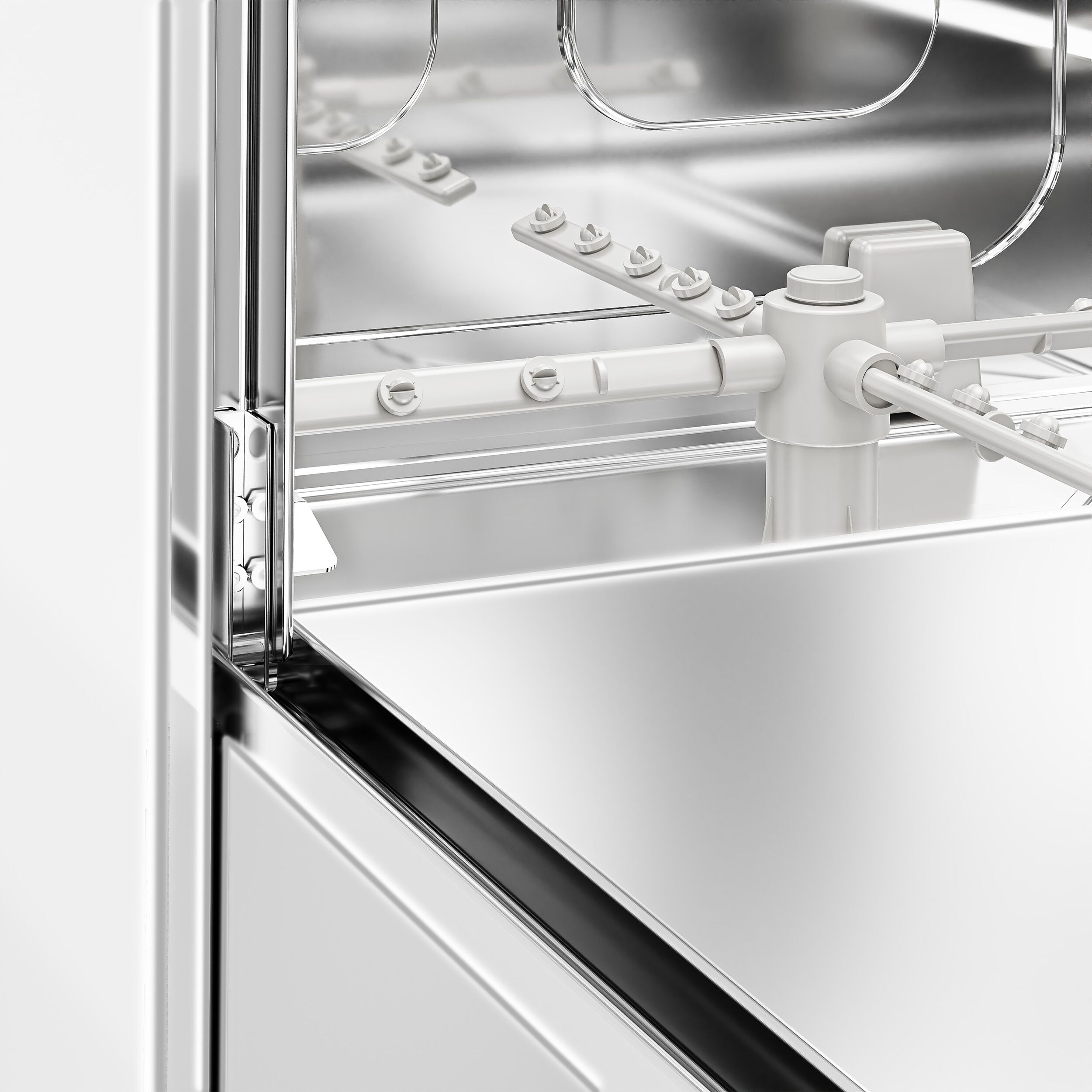 Lave-vaisselle professionnel - Panier 50x50cm - Commandes mécaniques - 3,55kW - avec pompe de vidange + pompes doseuses détergent et liquide de rinçage