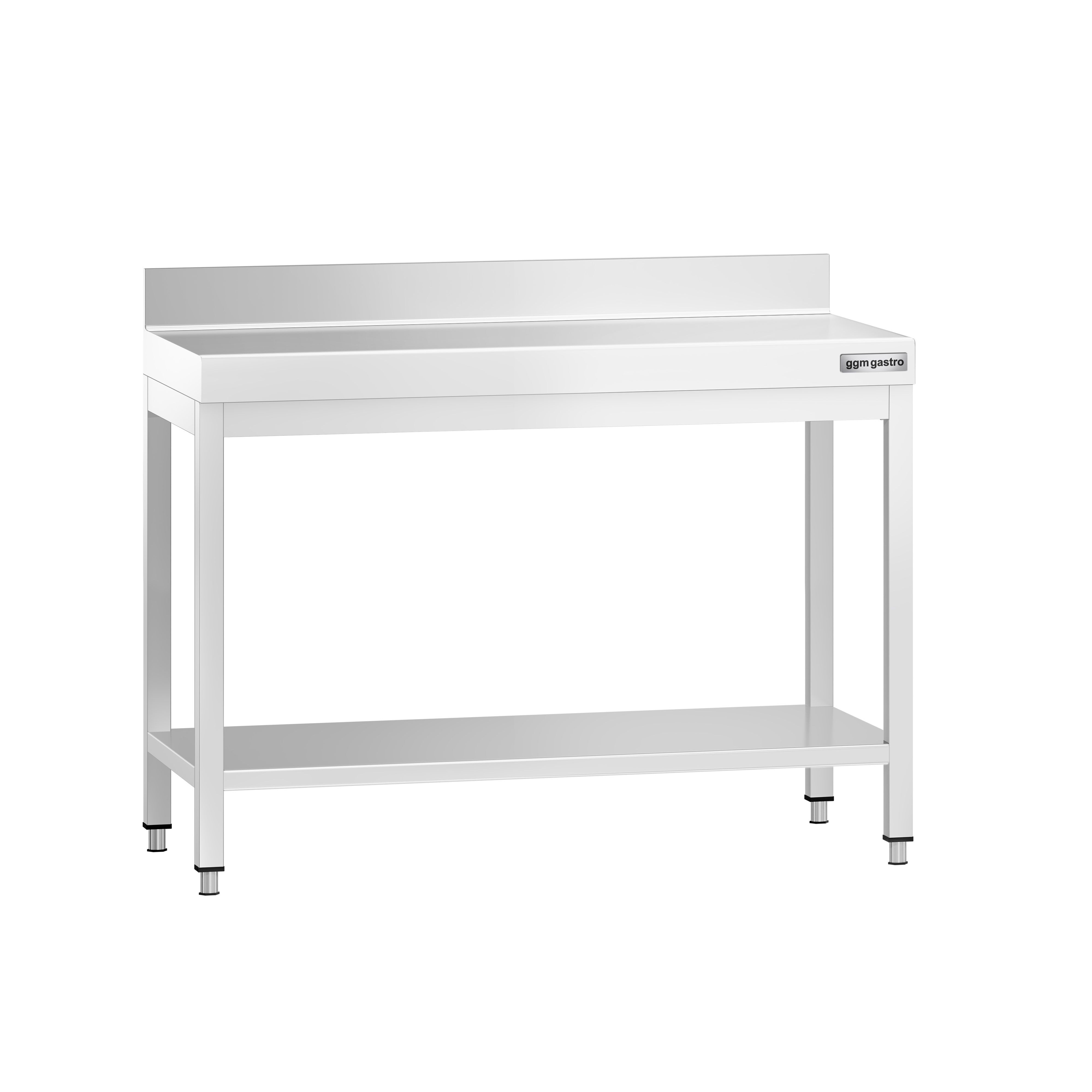Table de travail inox PREMIUM - 1000 x 600 mm - avec tablette inférieure & Dosseret
