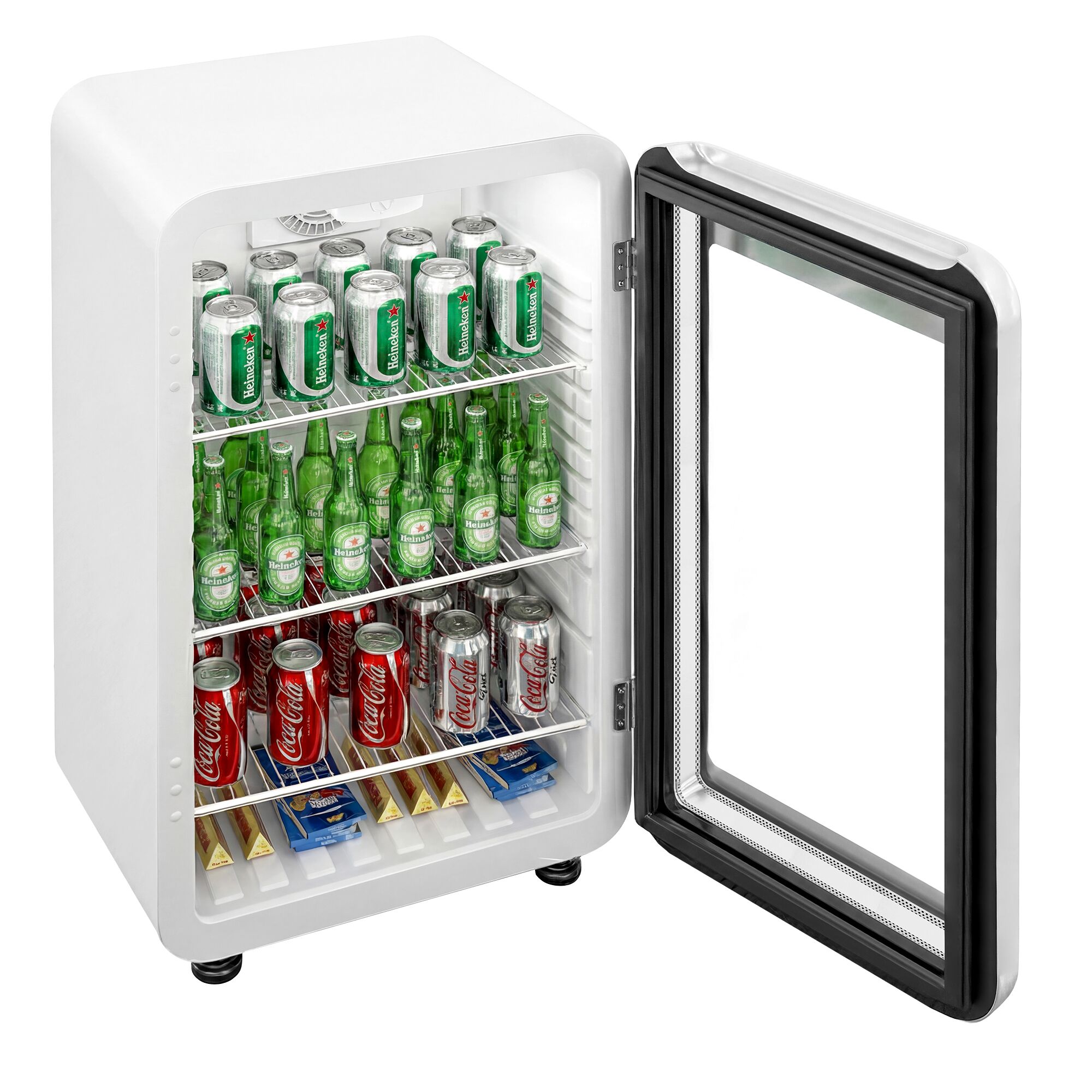 Minibar - 495mm - 113L - avec 1 porte en verre - Blanc - double vitrage, porte réversible
