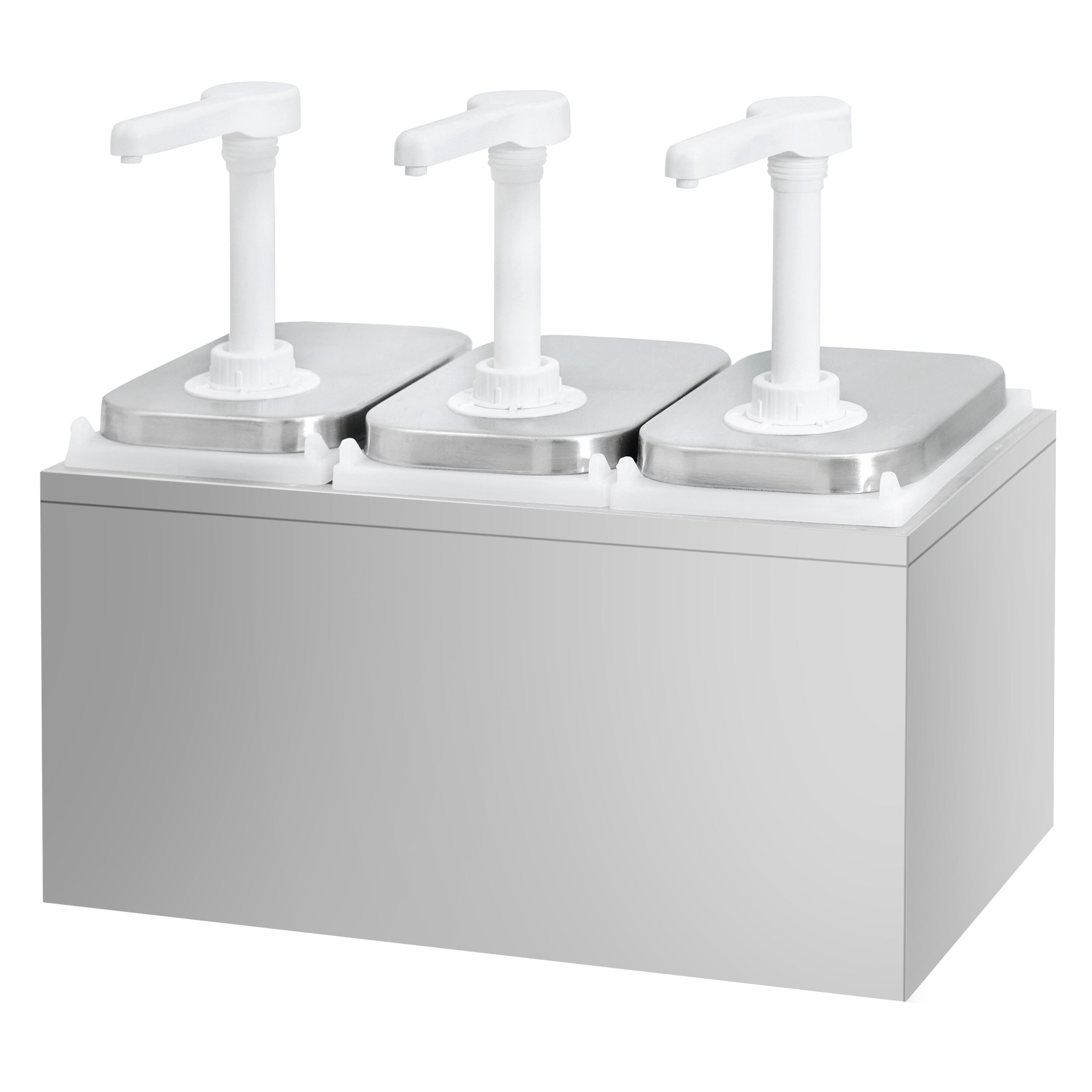 Commercial Condiment Dispenser - 3x 2 litres - Stainless steel 18/8 - 375x215x325mm - adjustable dose - with container - incl. stainless steel frame