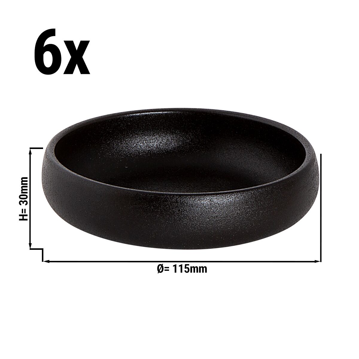 (6 st) UNIVERSE - skål Maastricht - 20 cl - Ø 11,5 cm - svart