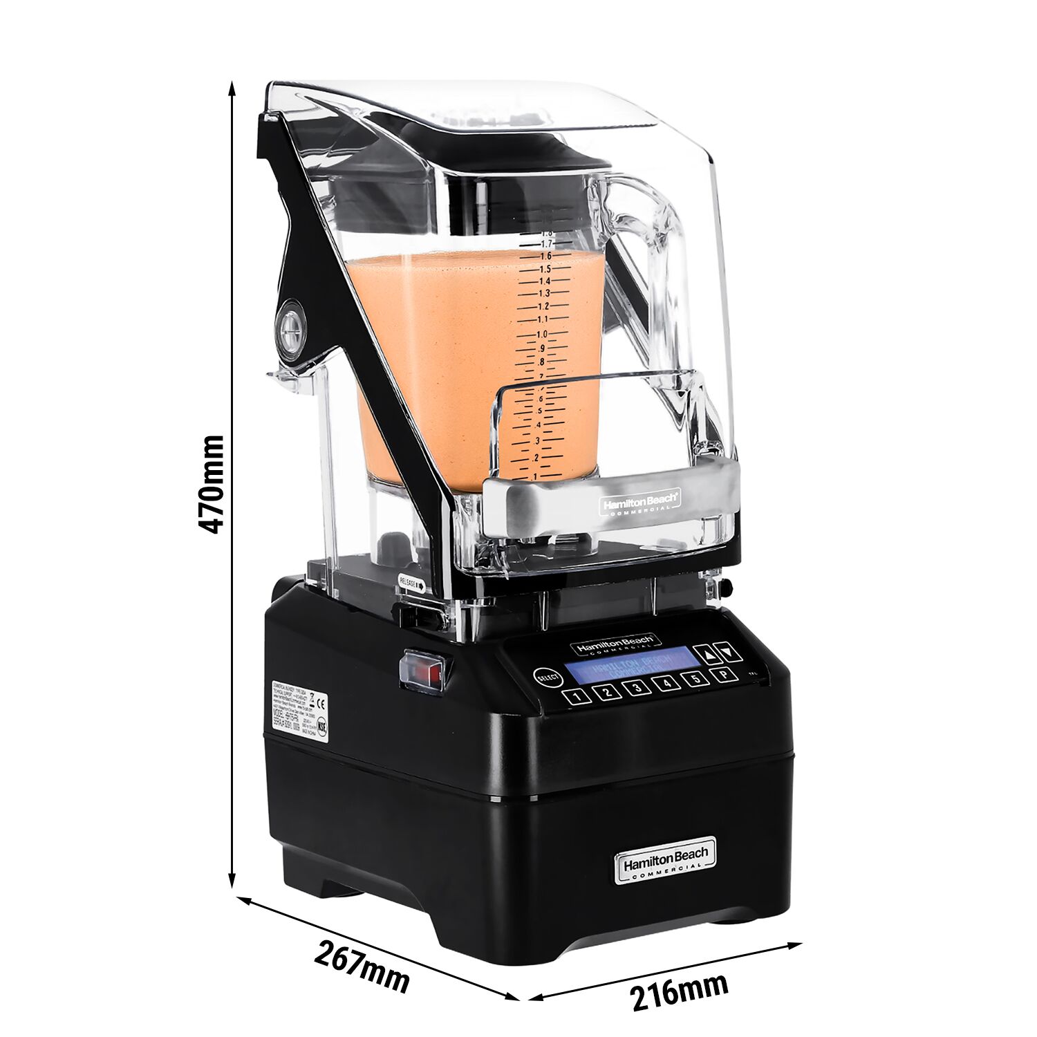 HAMILTON BEACH | Mixeur de bar Eclipse HBH755R-CE - avec capot antibruit - 2 litres - 1 kW          