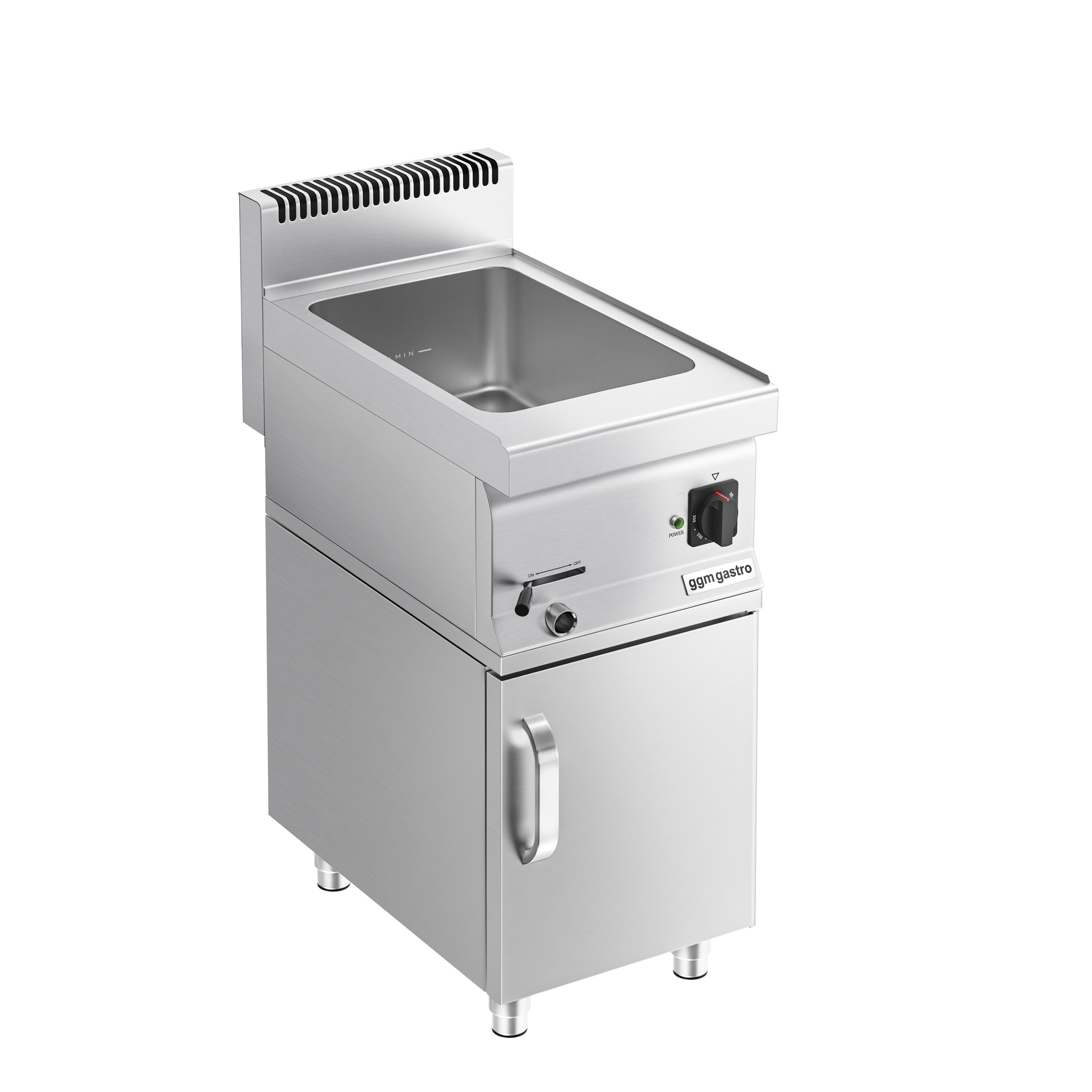 Bain-marie électrique – 1,2 kW – 1 × GN 1/1 ou 2 × GN 1/2 – avec soubassement incluant 1 porte