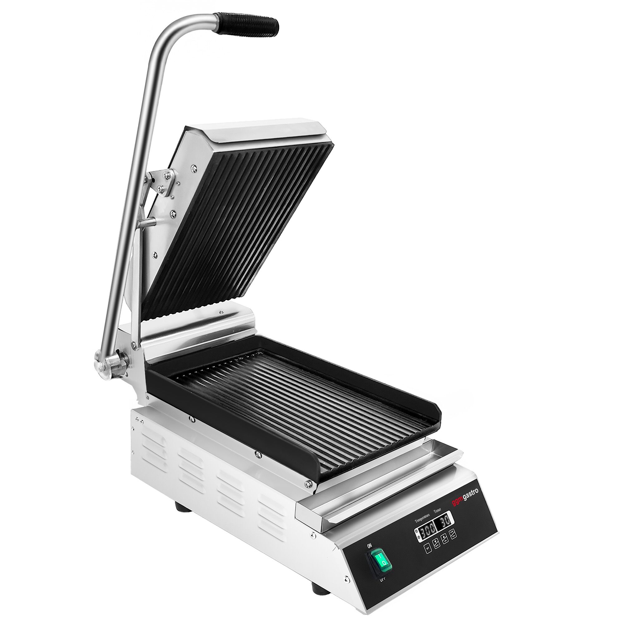 Presse à Panini / Gril de contact - 2,8kW - Automatique - Plaques rainurées - Surface de cuisson : 223x380mm