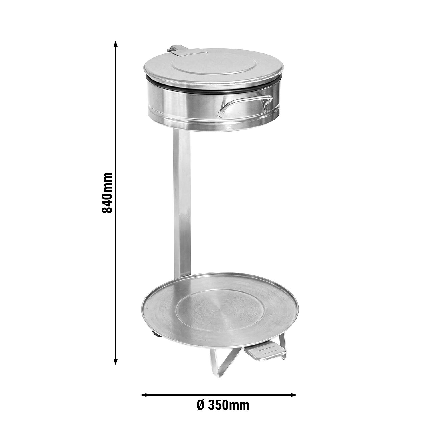 Support pour sac poubelle - Sur pied - 80L - Ø450x840mm - avec pédale, support de sac - fermeture silencieuse - Acier inoxydable