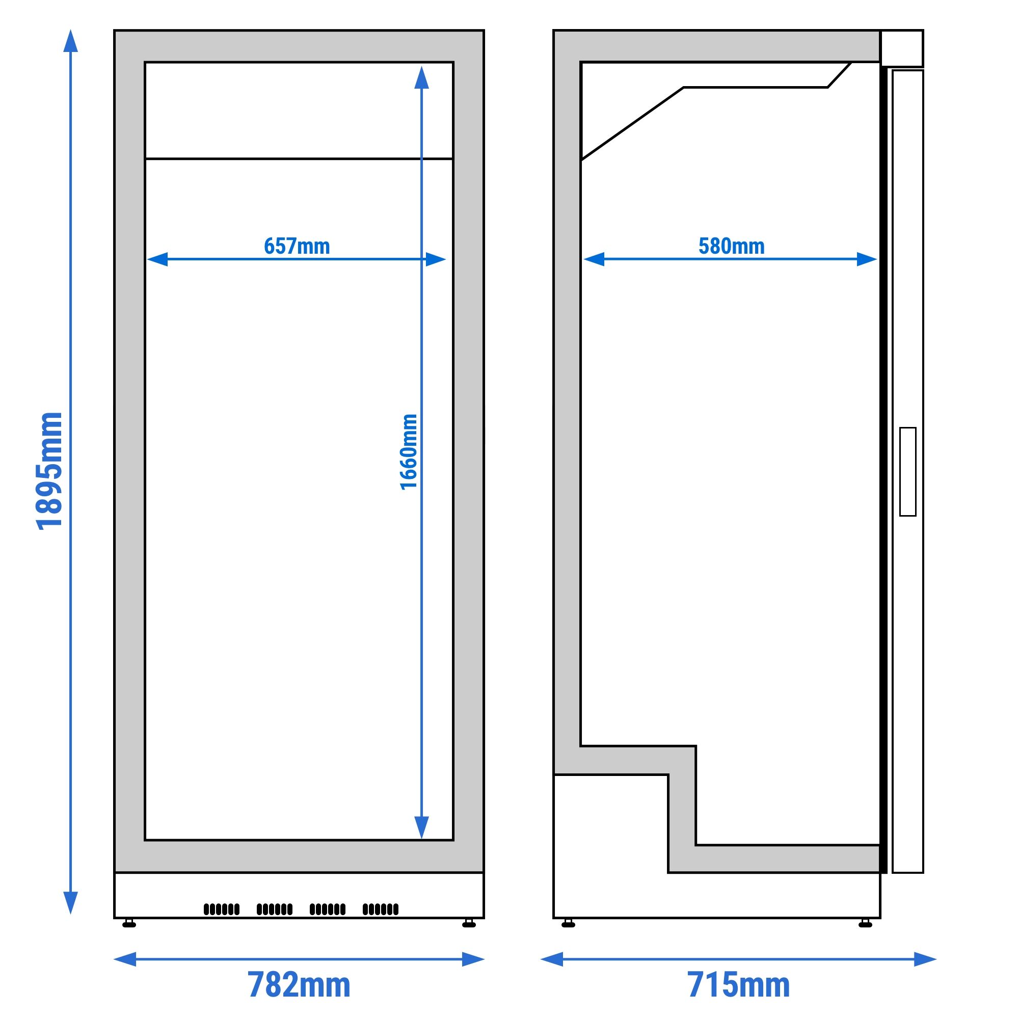 Armoire réfrigérée vitrée positive Inox AISI 304 PREMIUM - 600 L - avec 1 porte vitrée & 4 grilles - Classe climatique 4