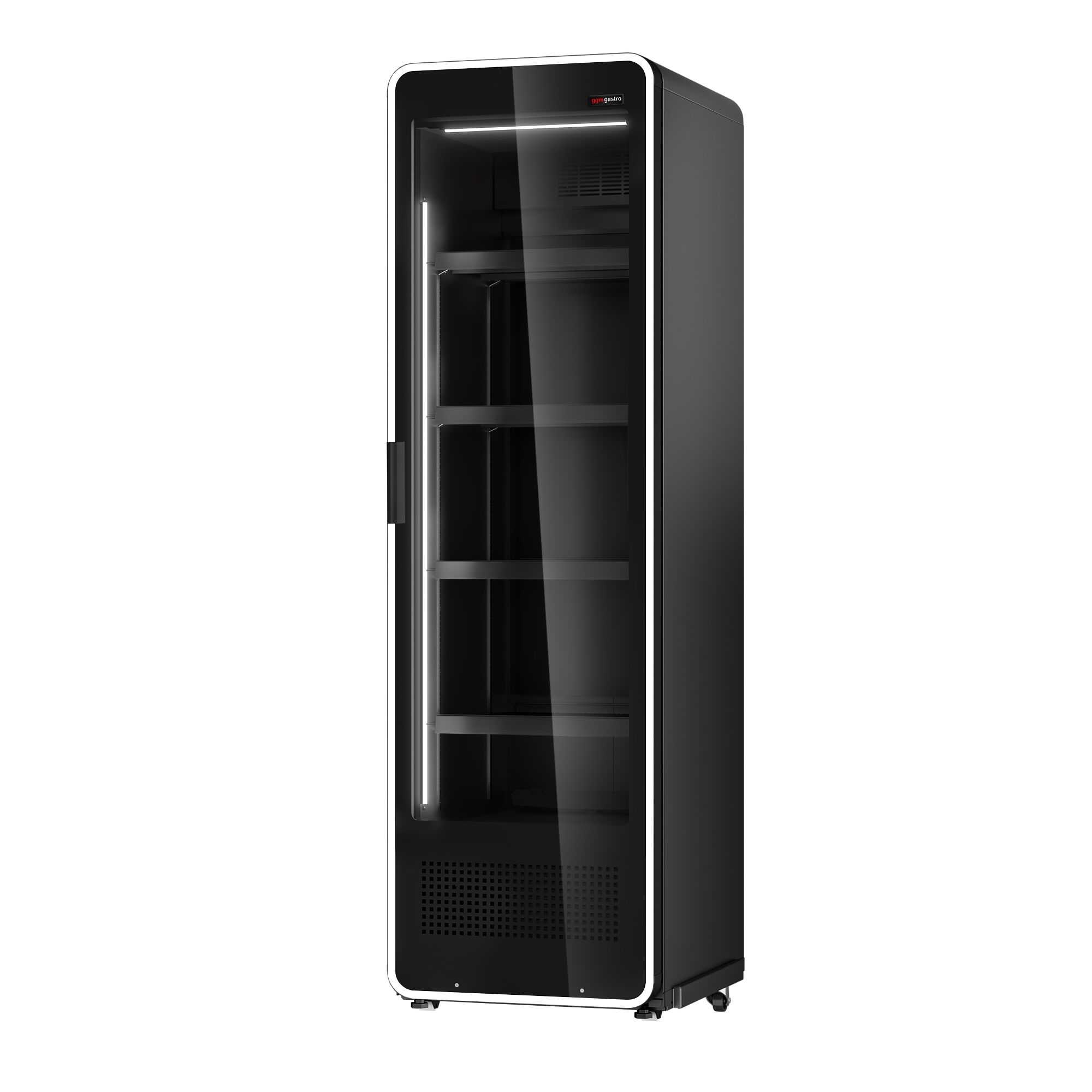 Commercial Beverage Display Fridge - 670mm - 550 Litres - 1 hinged glass door - LED lighting - Temperature range 1 to 7 °C - Black
