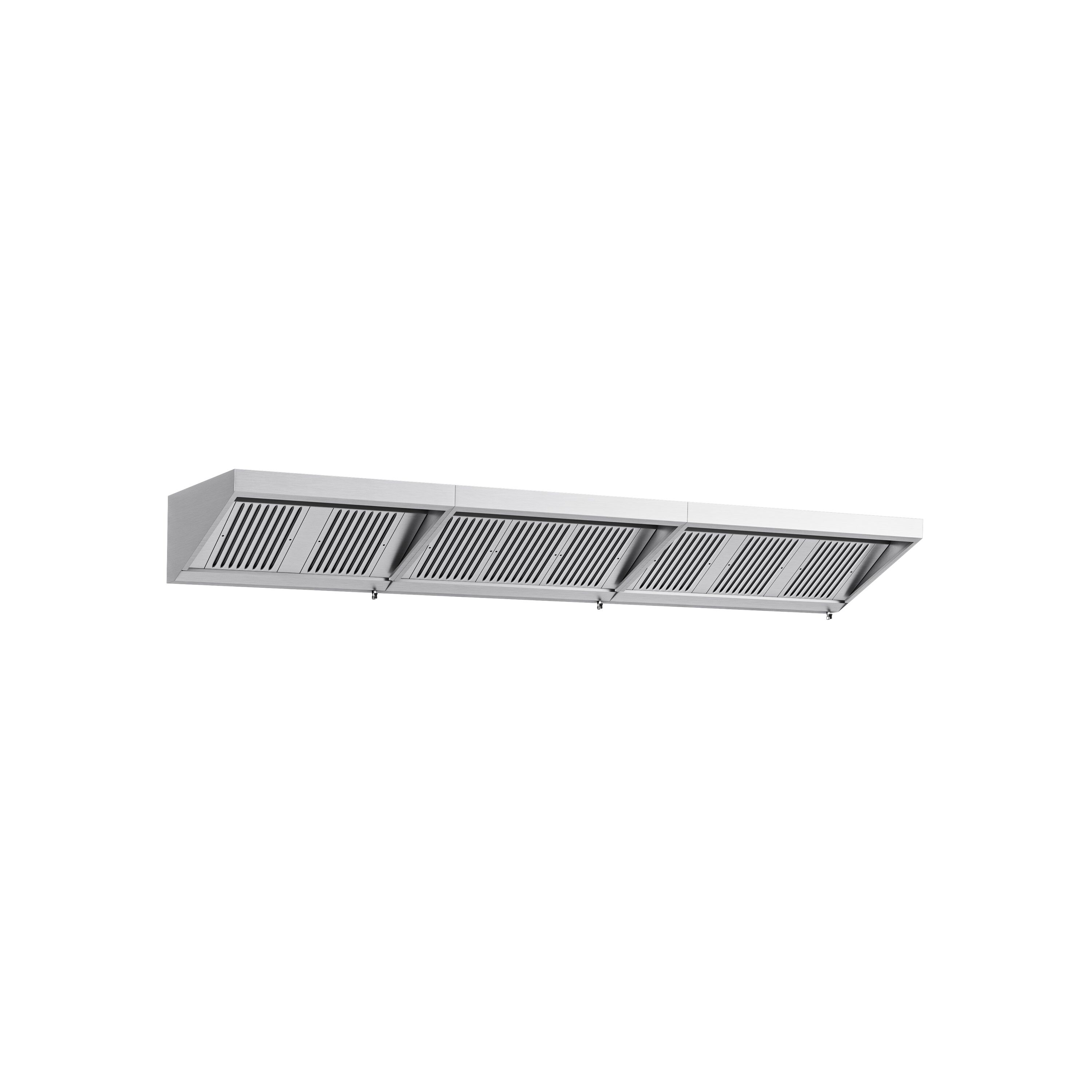 Commercial Wall-Mounted Extraction Canopy - with Motor - 4200mm - with Baffle Filters & LED Lighting