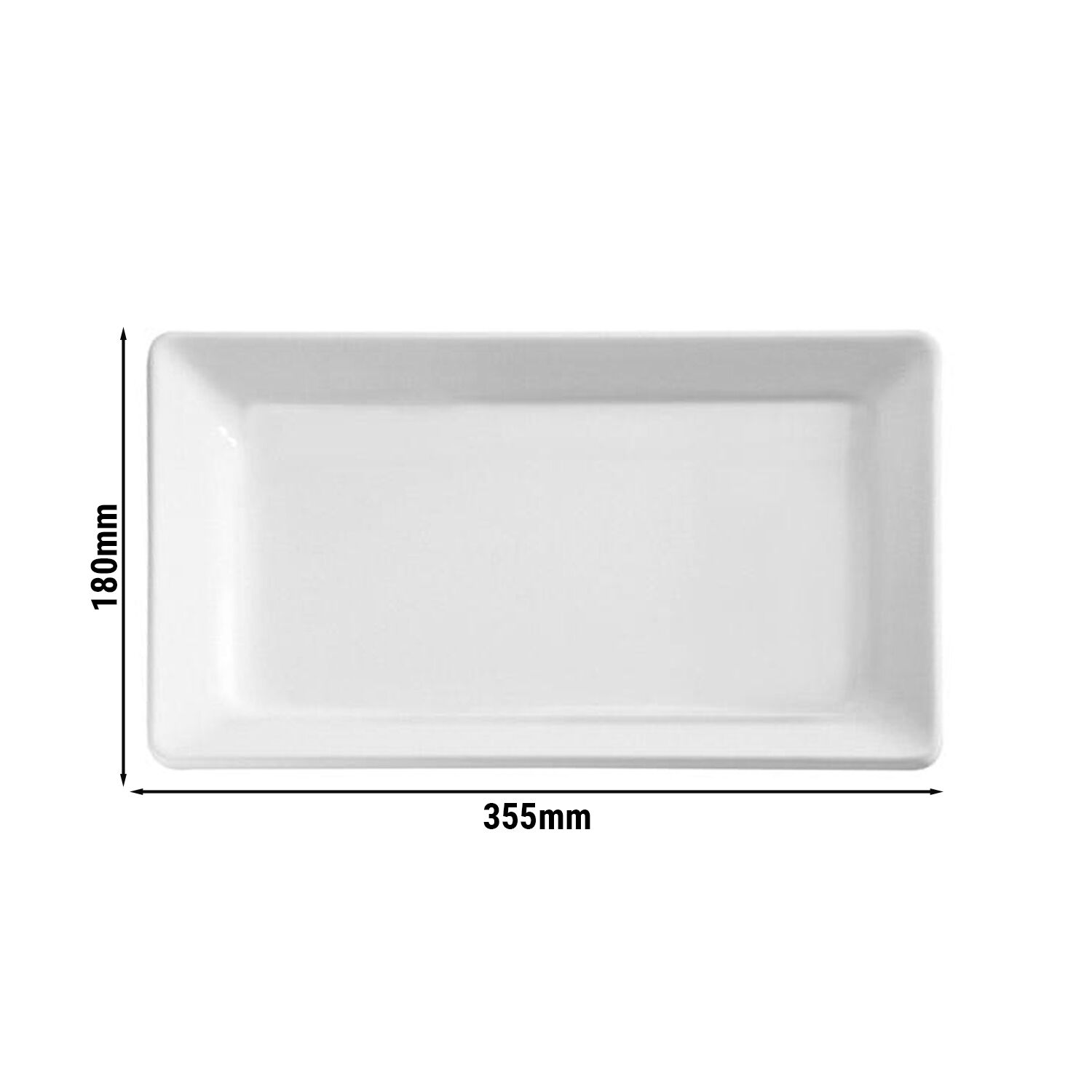 (6 pcs) Plateau de présentation PREMIUM - PURE - Mélamine - 355x180mm - Hauteur:25mm - Blanc - empilable, compatible lave-vaisselle