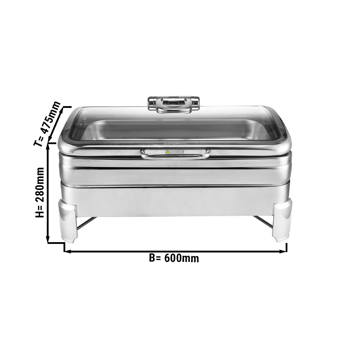 Chafing dish - GN 1/1 - avec couvercle en verre à fermeture douce (Soft-Close) - 11.2L