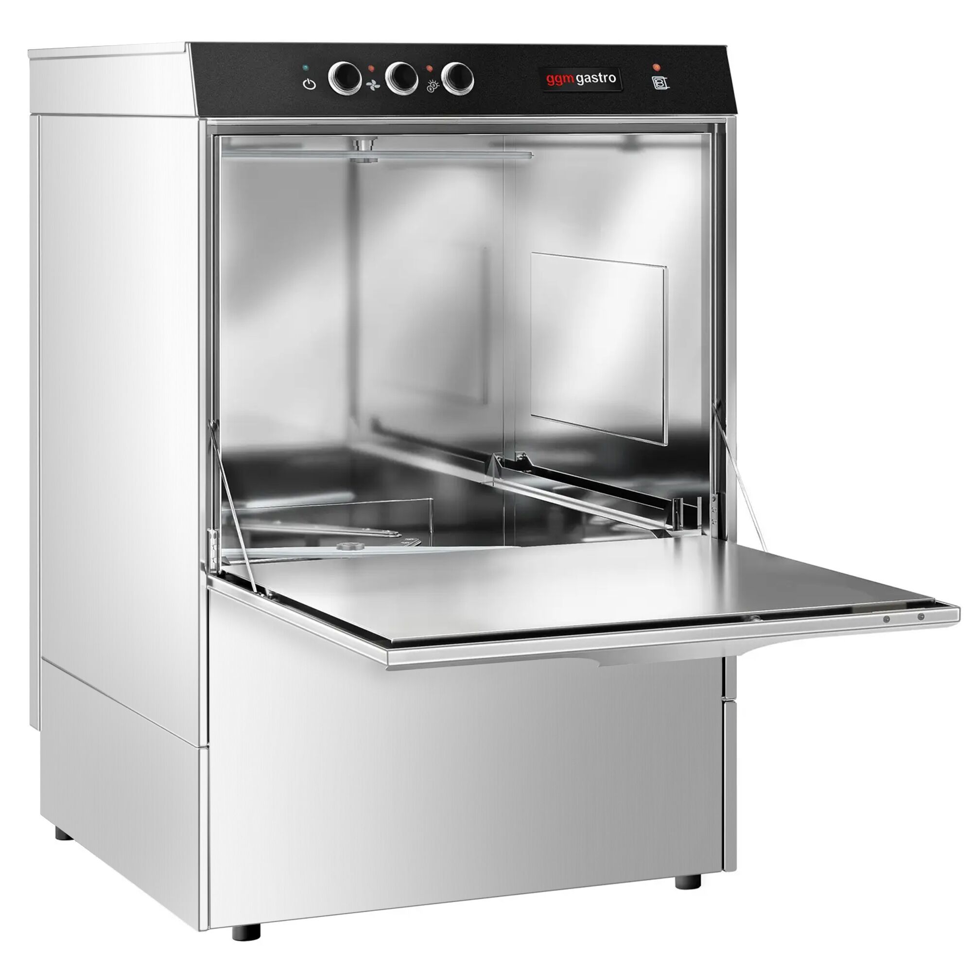 Lave-vaisselle professionnel frontal - Panier 50x50cm - Commandes mécaniques - 4,9kW - avec pompes doseuses détergent et liquide de rinçage