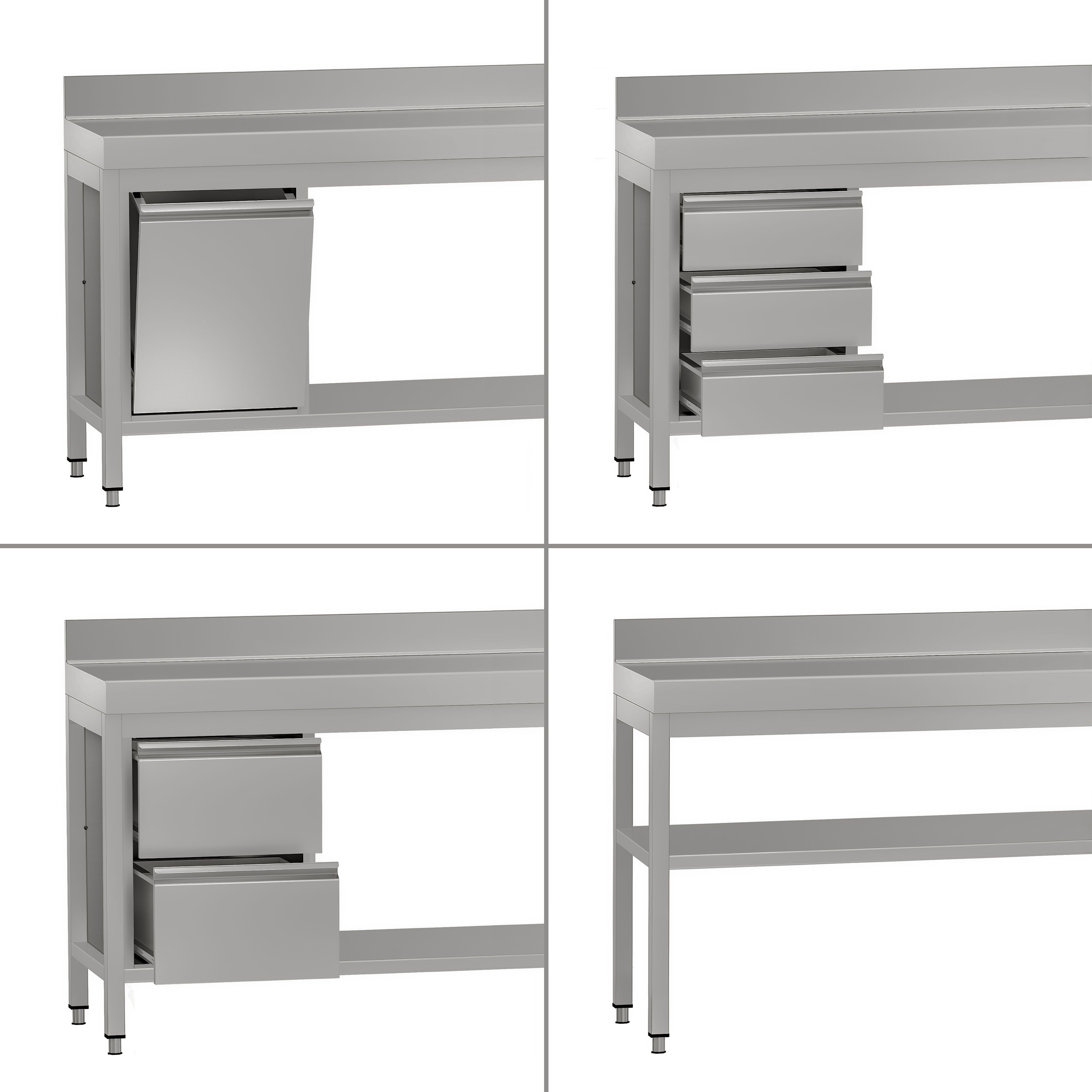 Table de travail en inox ECO – 2000 × 700 mm – avec tablette inférieure & dosseret