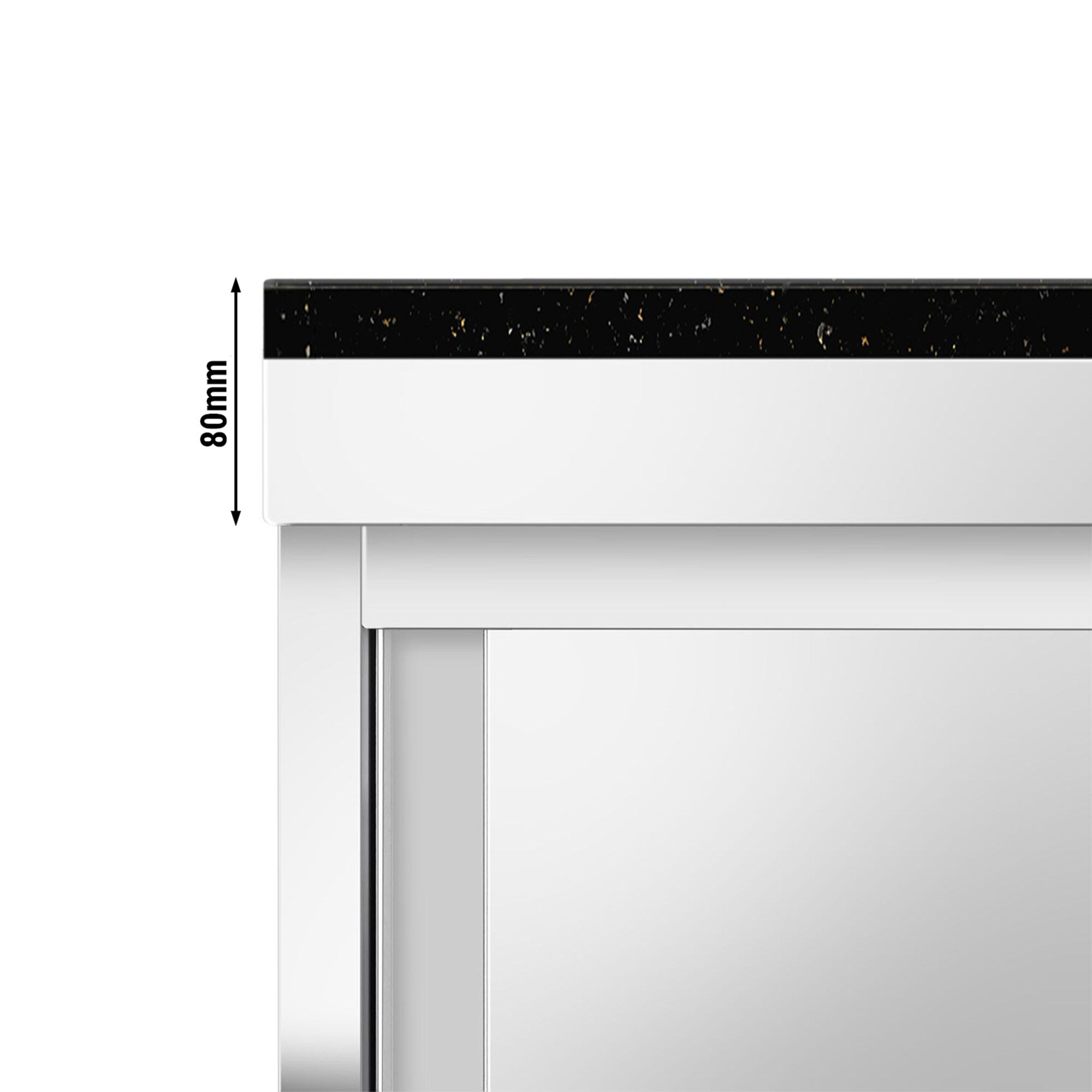Roestvrijstalen werkkast PREMIUM - 1000 x 600 mm - met schuifdeur - incl. granieten werkblad