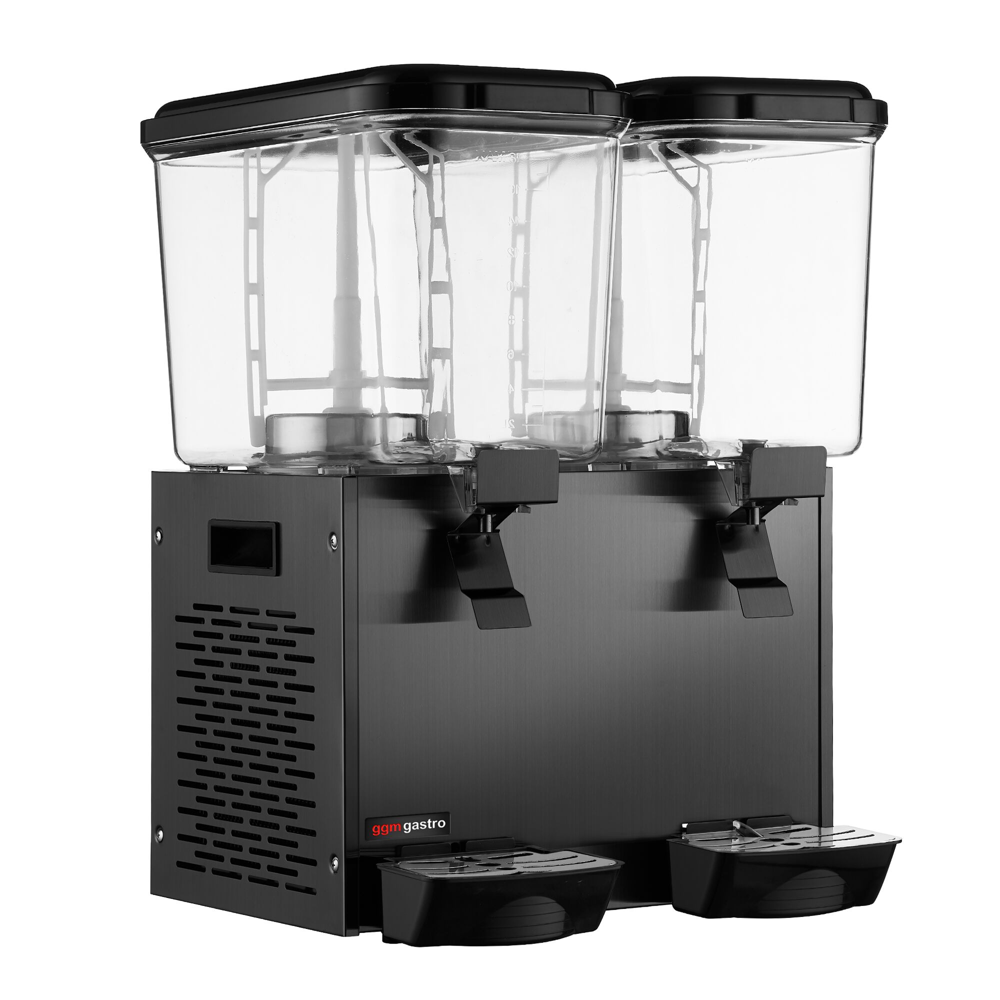 Commercial Cold Drinks Dispenser - 2x polycarbonate tanks with tap & paddle agitation - 2x 18 Litres - 600W - Black