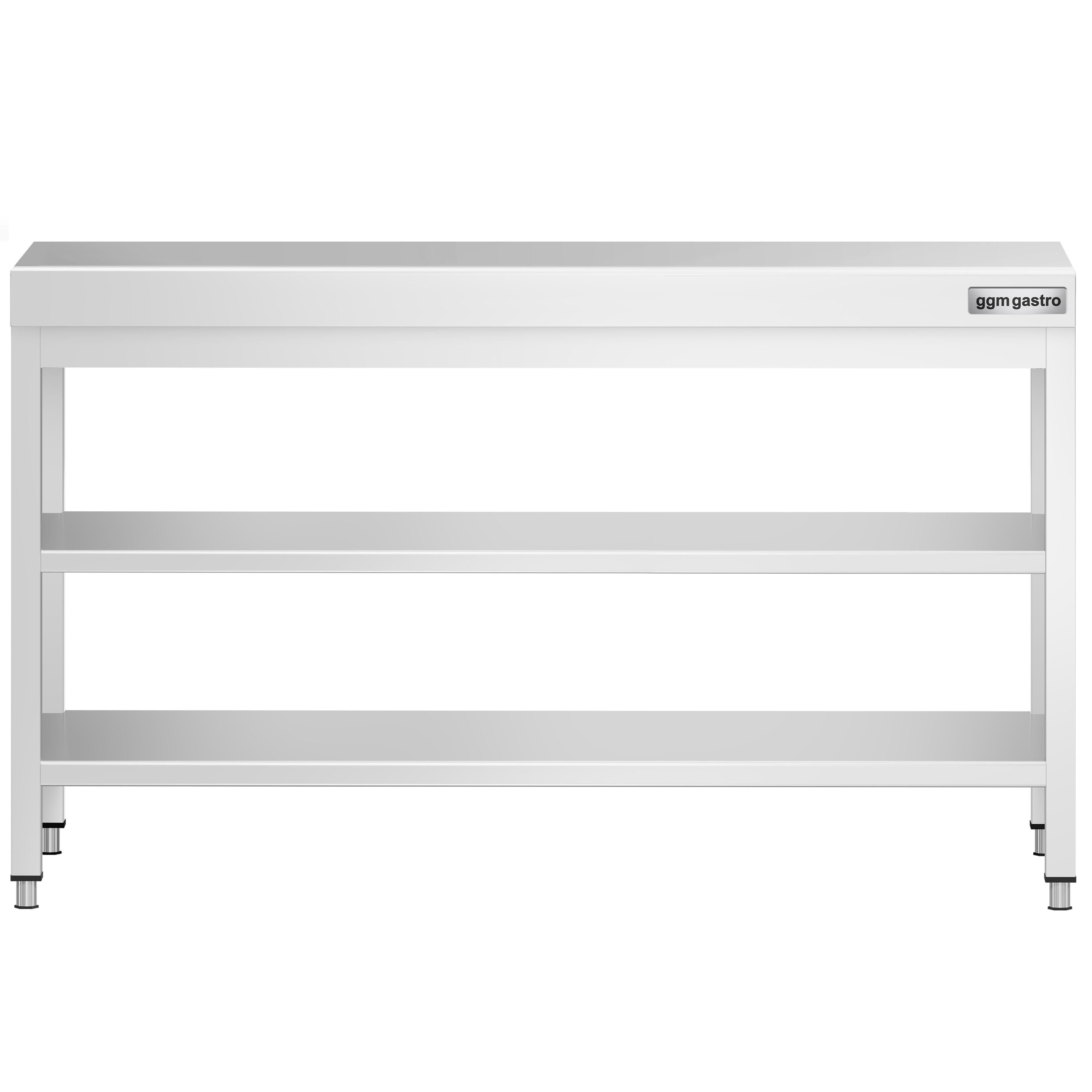 Table de travail inox PREMIUM - 1500 x 600 mm - avec tablette inférieure & Tablette intermédiaire