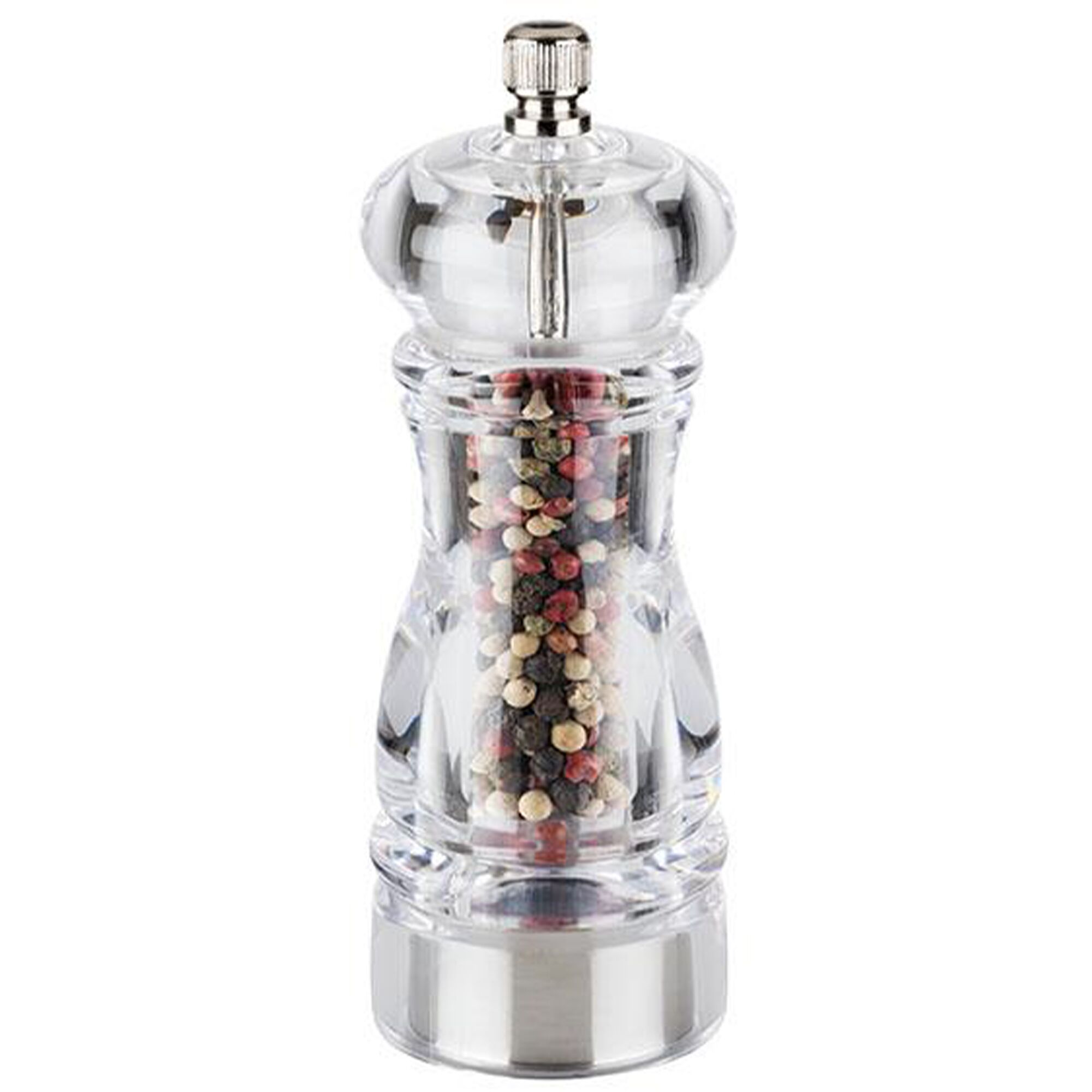 (6 pièces) Moulins à sel et à poivre – CLEARGRIND – Acrylique – Hauteur : 150 mm – Transparent