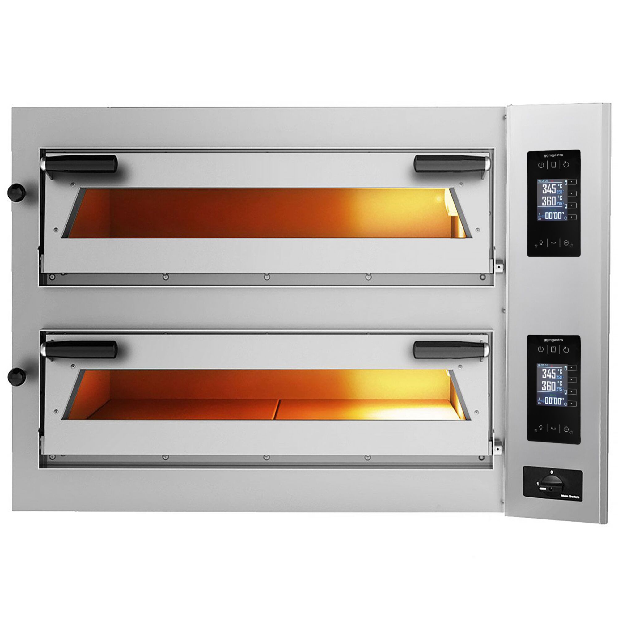 Commercial Deep Double-Deck Electric Pizza Oven Digital – 6+6 pizzas Ø35 cm - 400°C - Soft-Touch