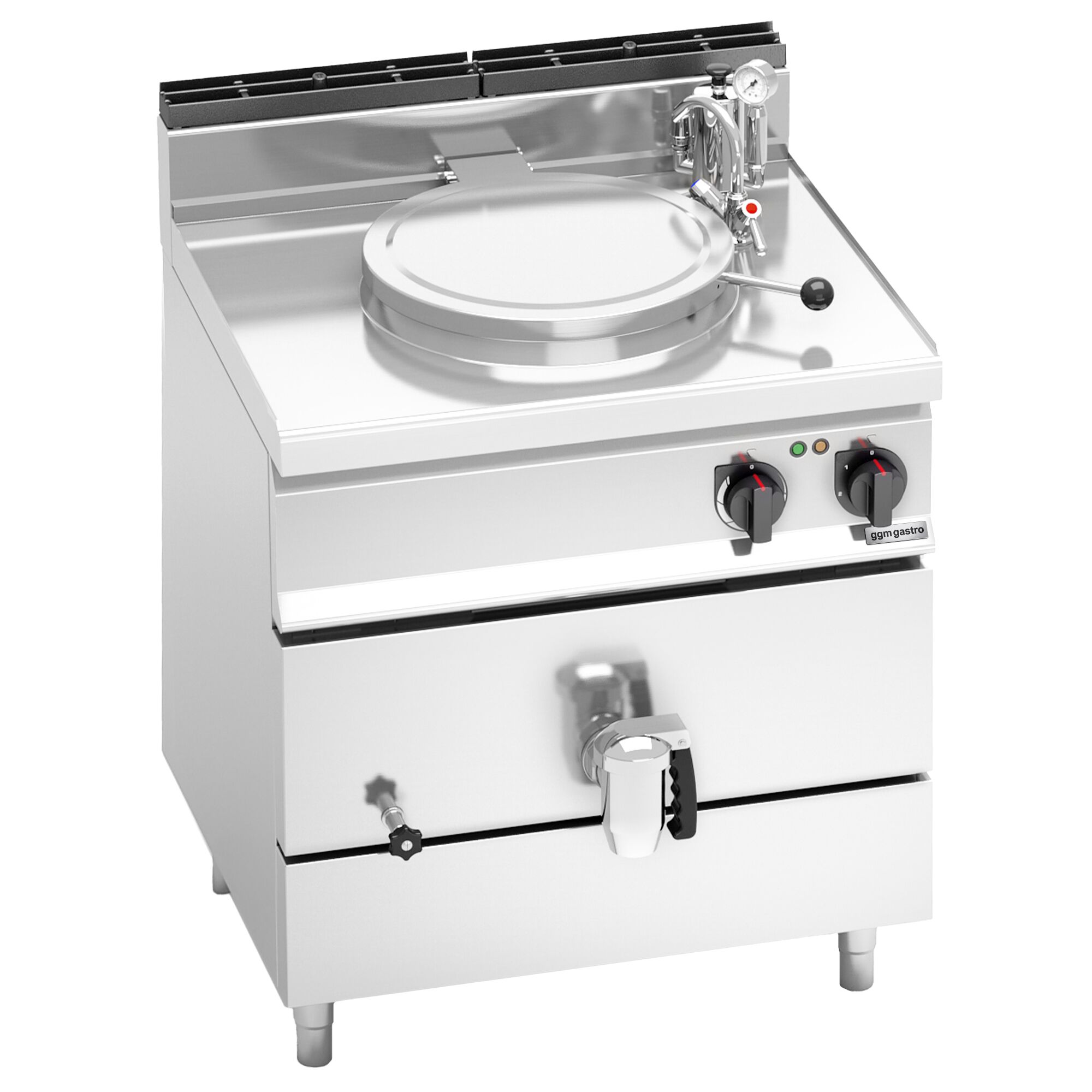 Marmite électrique de cuisson - 55 litres - 9 kW - chauffage indirect - avec arrivée d’eau et robinet de vidange