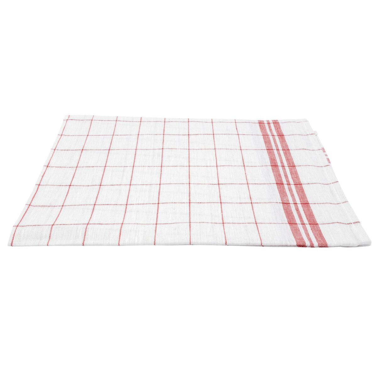 (12 pcs) Glass cloth made of Linen‑cotton - 65x65cm - Red / White