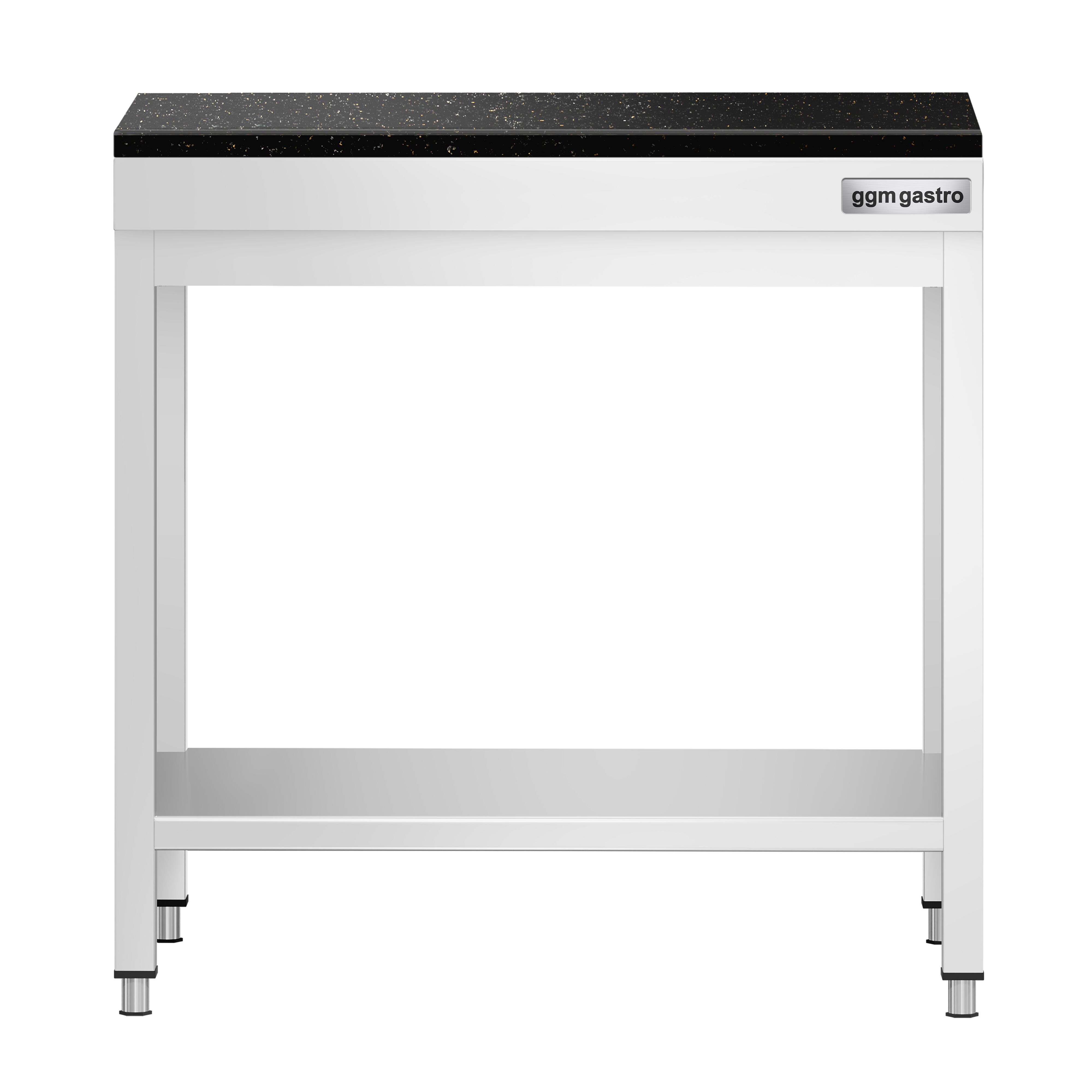 Table de travail inox PREMIUM - 600 x 700 mm - avec tablette inférieure - incl. Plan de travail en Granit