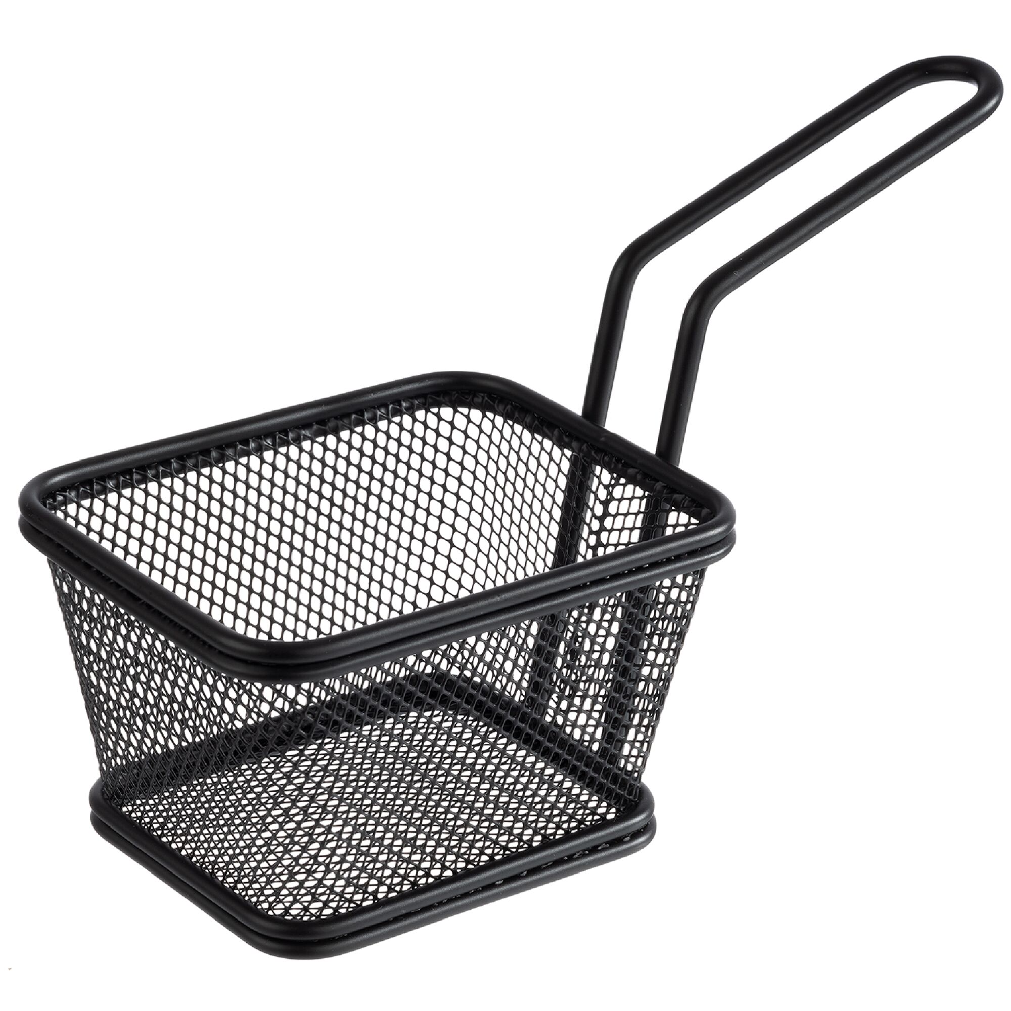 (6 pcs) Panier de service à frites - SNACKHOLDER - acier inoxydable - rectangulaire - 100x85x65mm - Noir