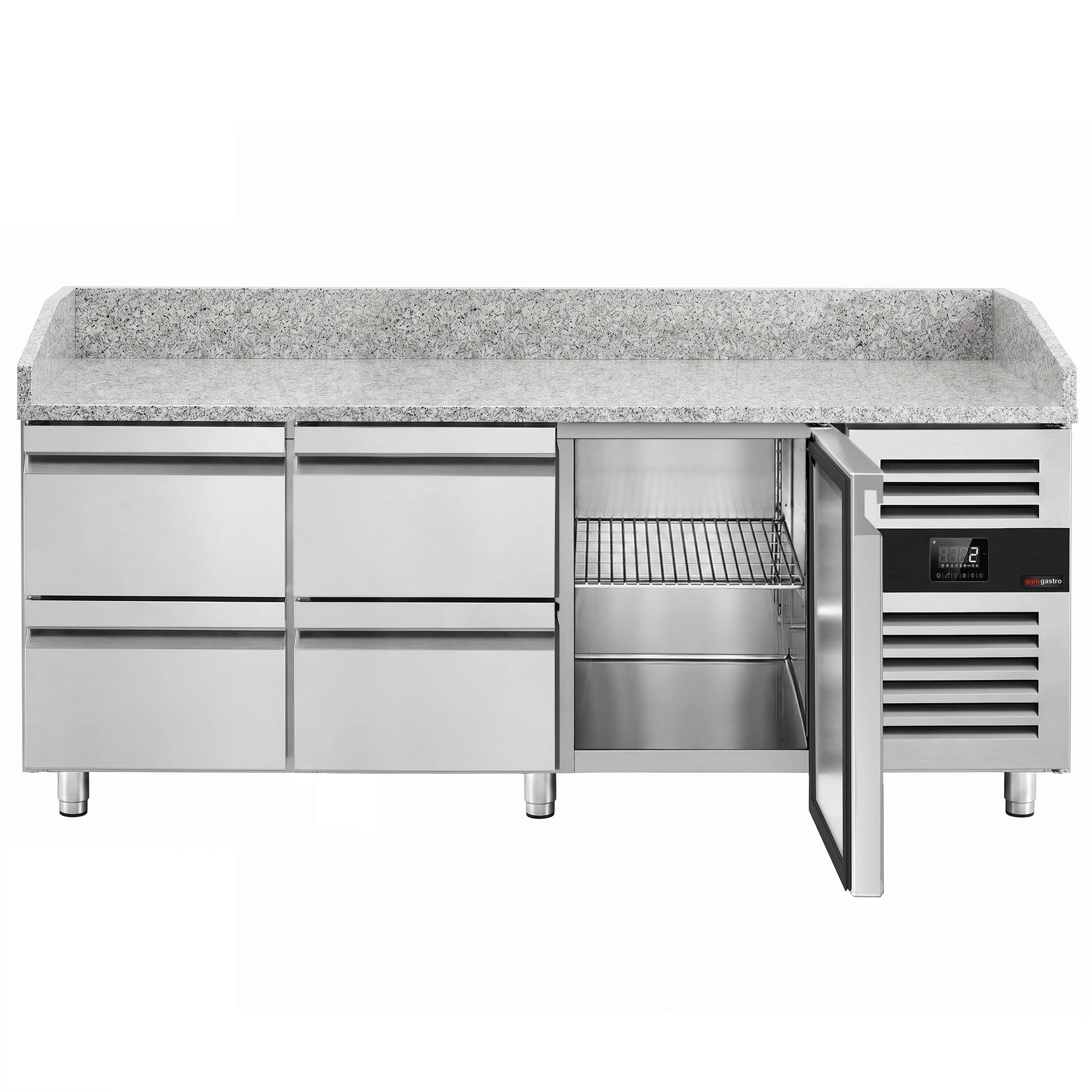 ECO pizza-hűtőpult – 2000x800 mm – 1 ajtóval és 4 fiókkal